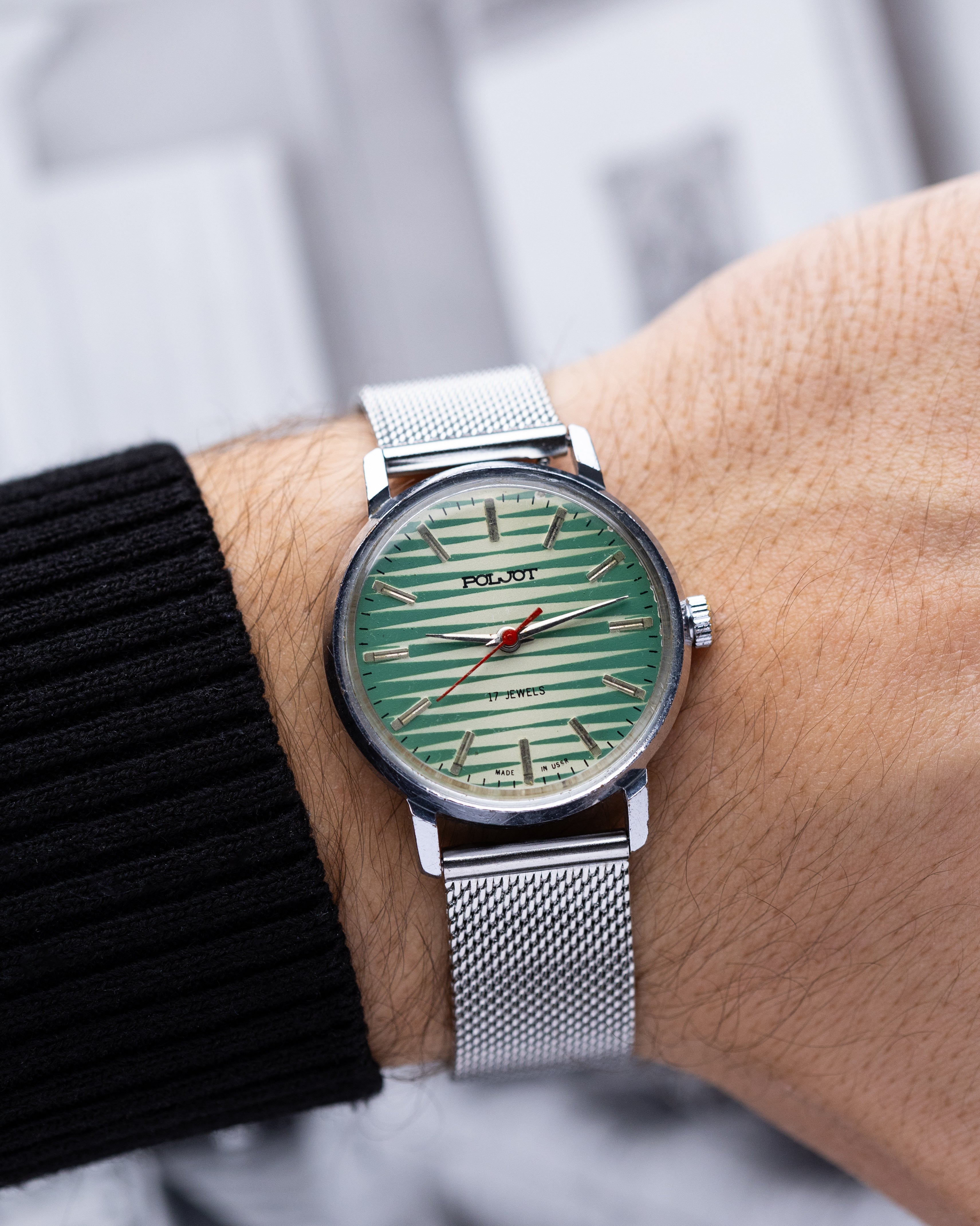 Vintage Poljot, Unique Striped Green Dial, Soviet Watch - DuMarko