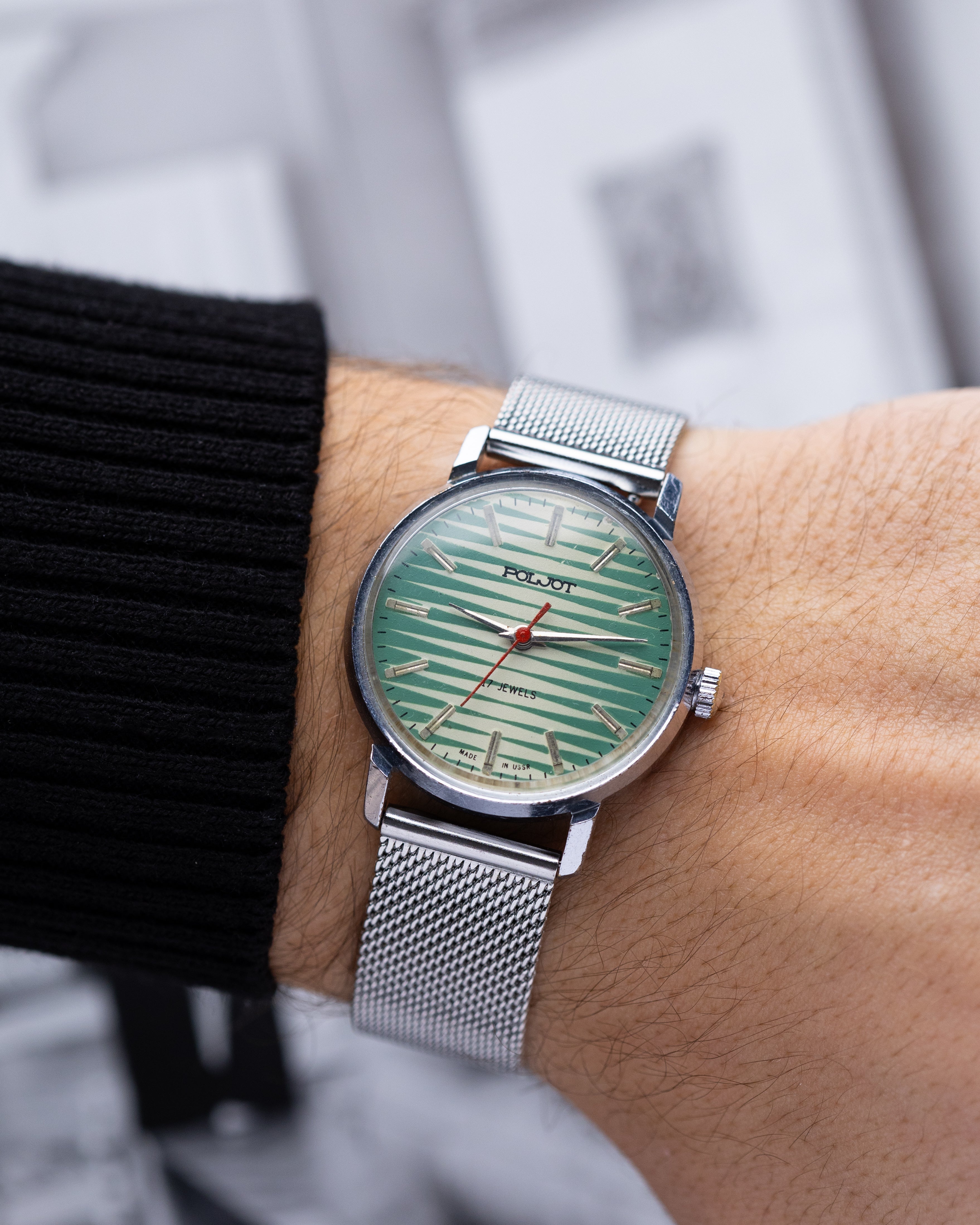 Vintage Poljot, Unique Striped Green Dial, Soviet Watch - DuMarko