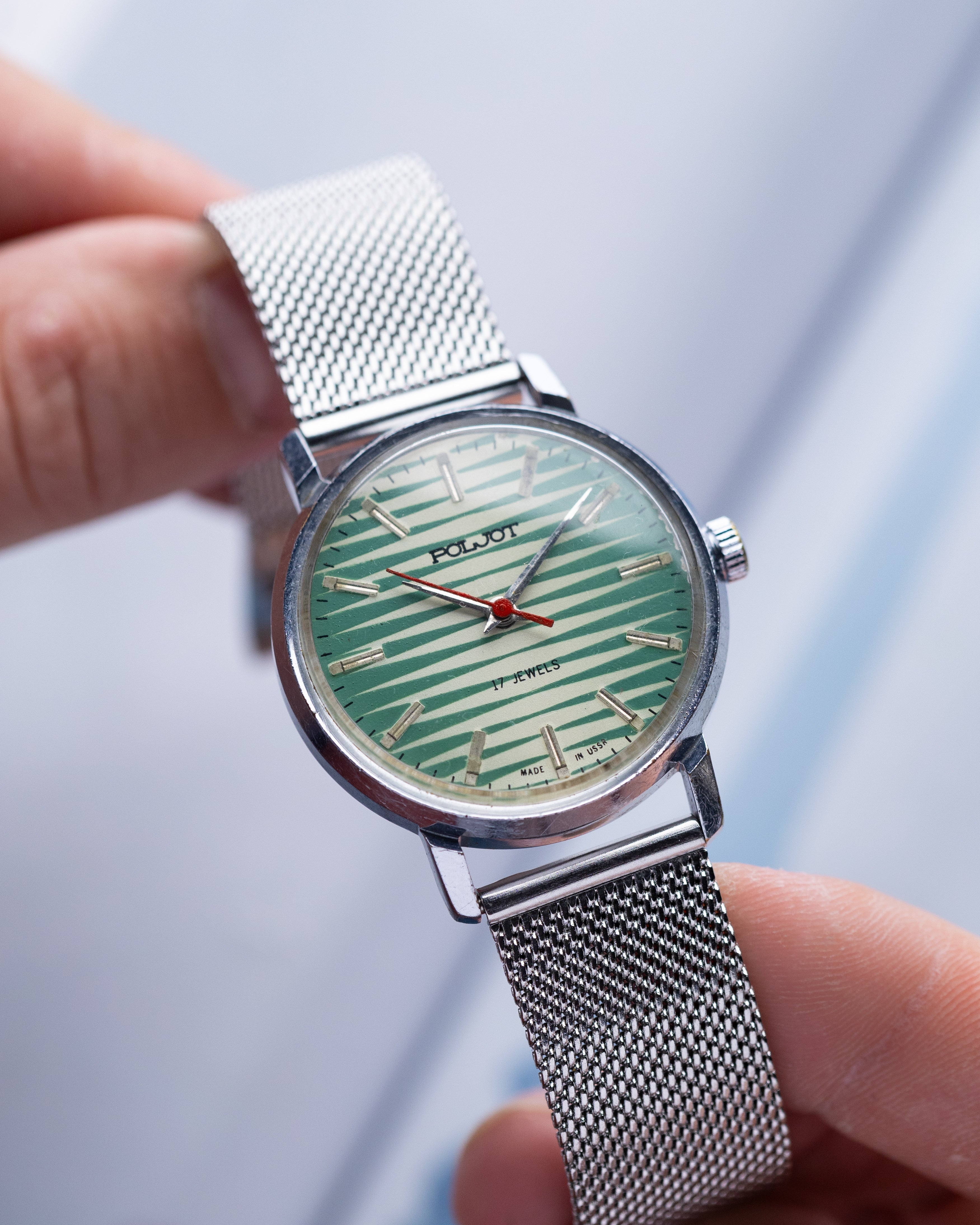 Vintage Poljot, Unique Striped Green Dial, Soviet Watch - DuMarko