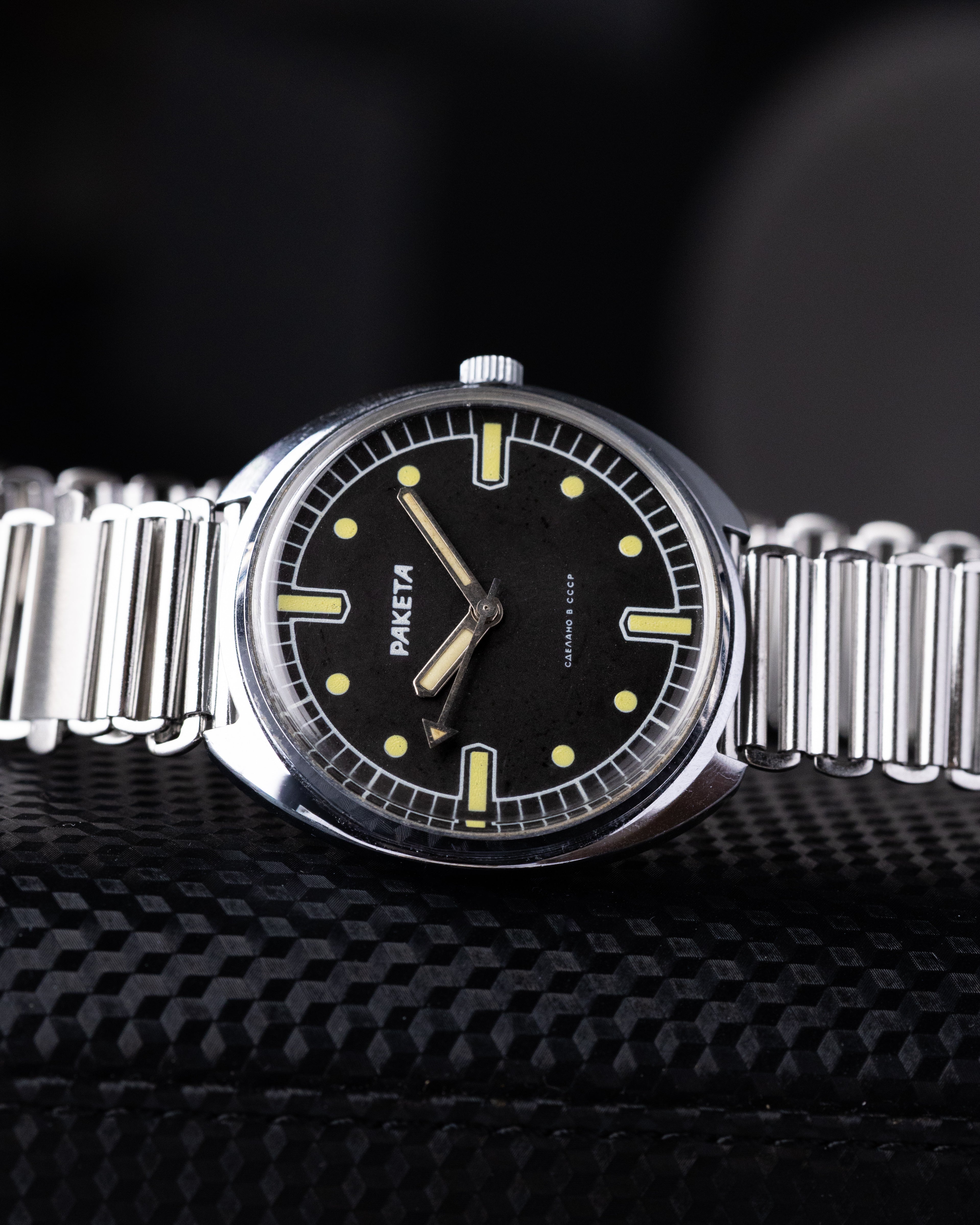 Vintage Raketa Military, Black Dial, Soviet Watch from 1980's - DuMarko