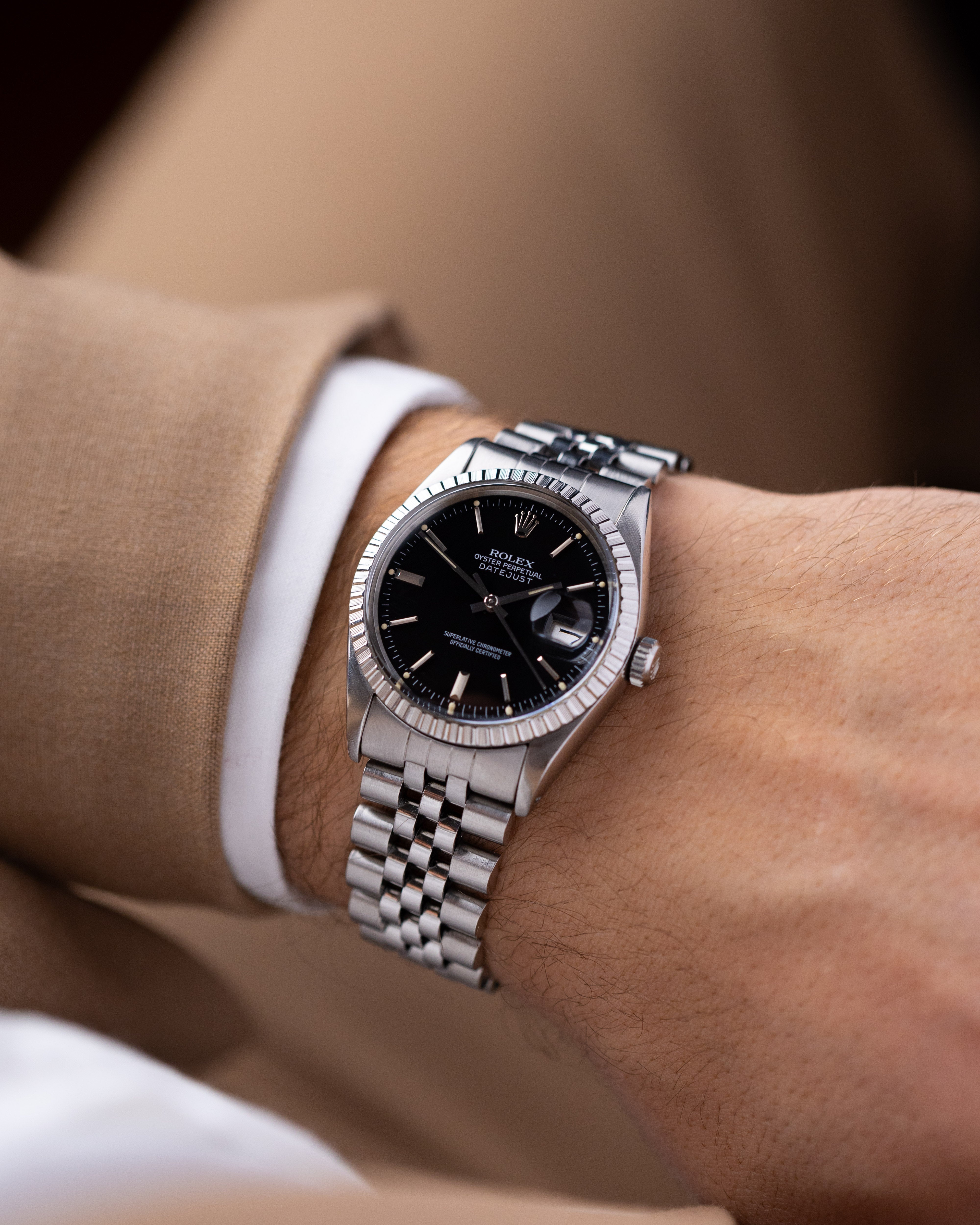Vintage Rolex Datejust 36, Ref. 16030, Black Dial, Engine-Turned Bezel, Original Jubilee Bracelet, Circa 1978 - DuMarko