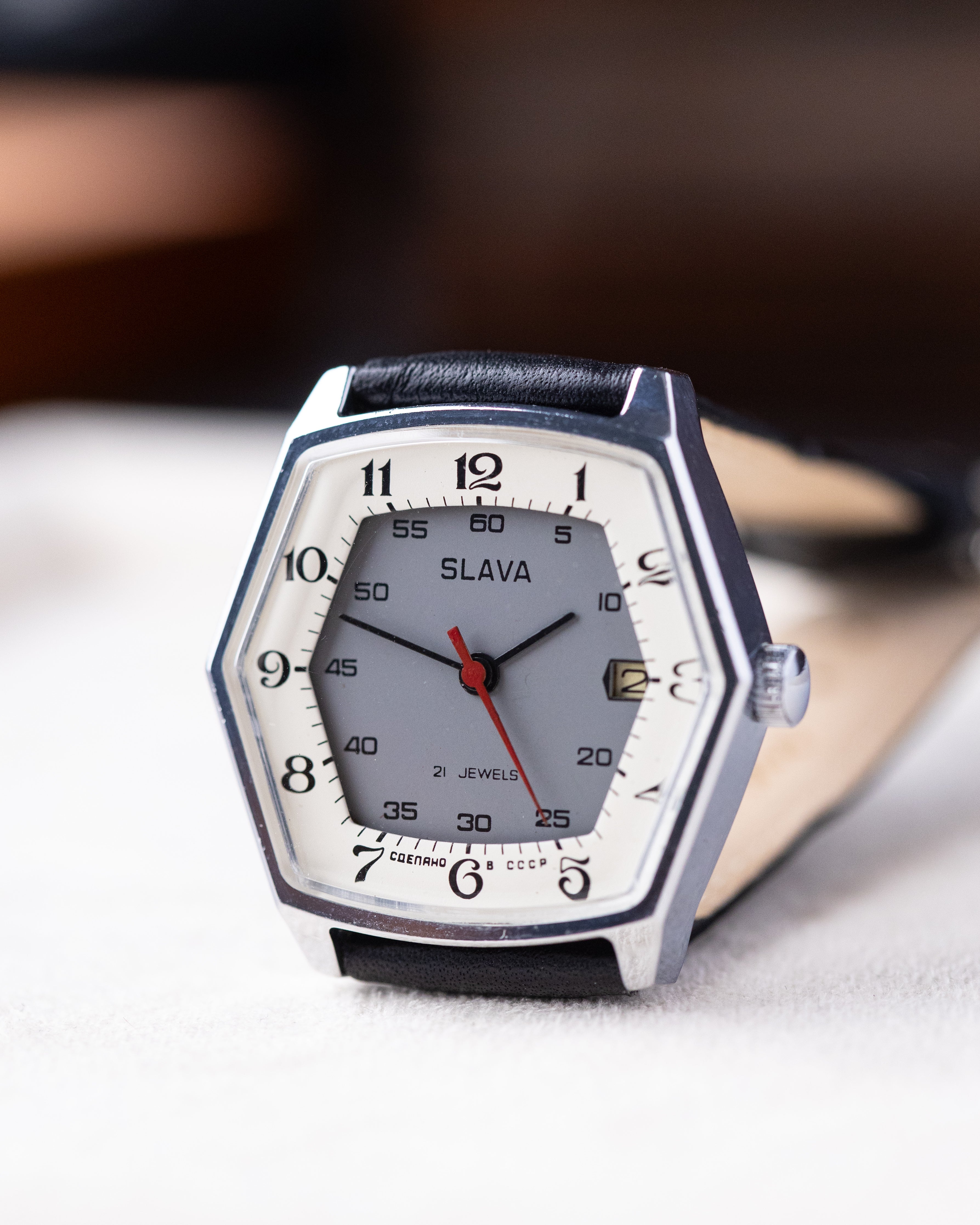 Vintage Slava Hexagon, Two - tone Dial, Date window, Rare Soviet Watch - DuMarko