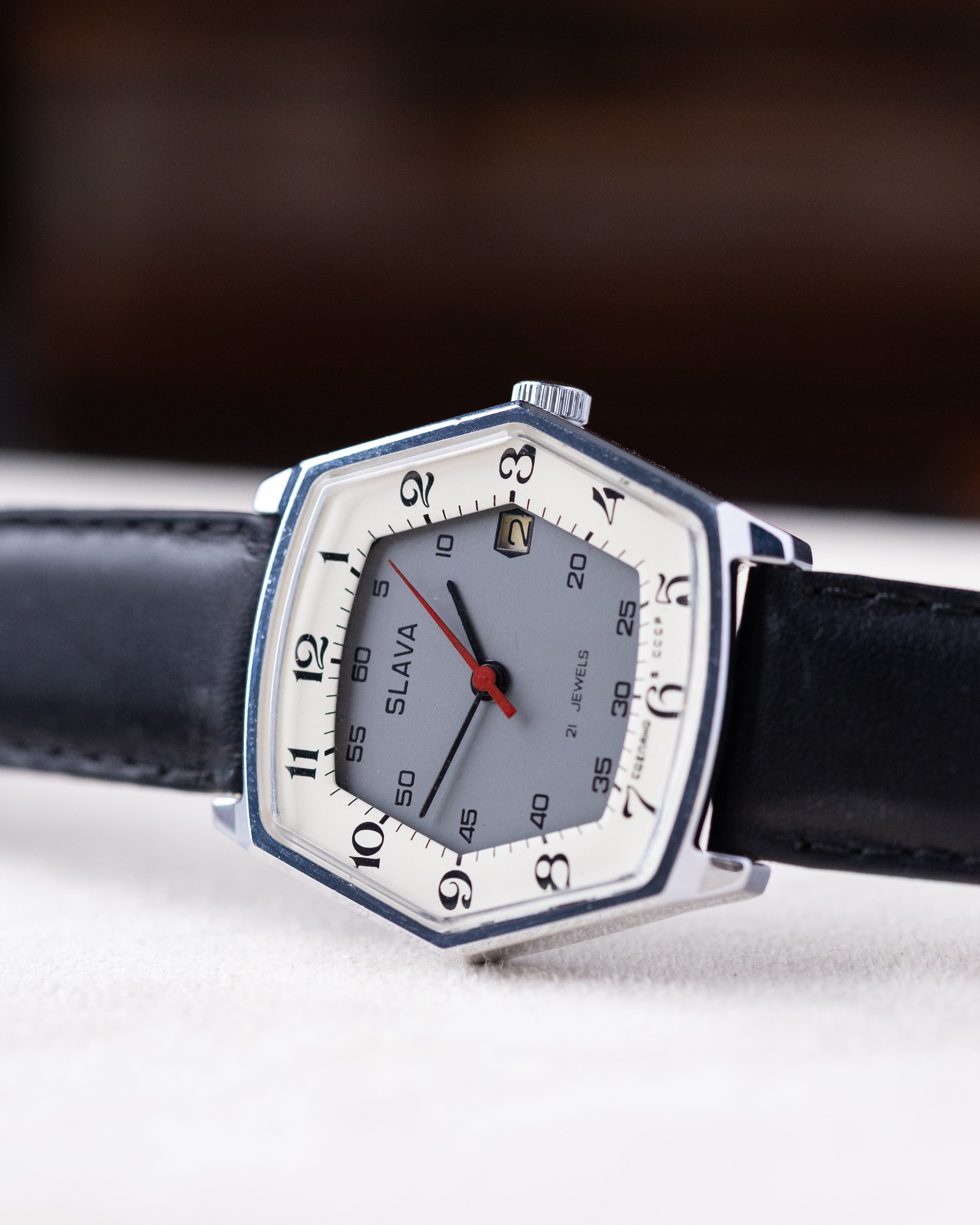 Vintage Slava Hexagon, Two - tone Dial, Date window, Rare Soviet Watch - DuMarko