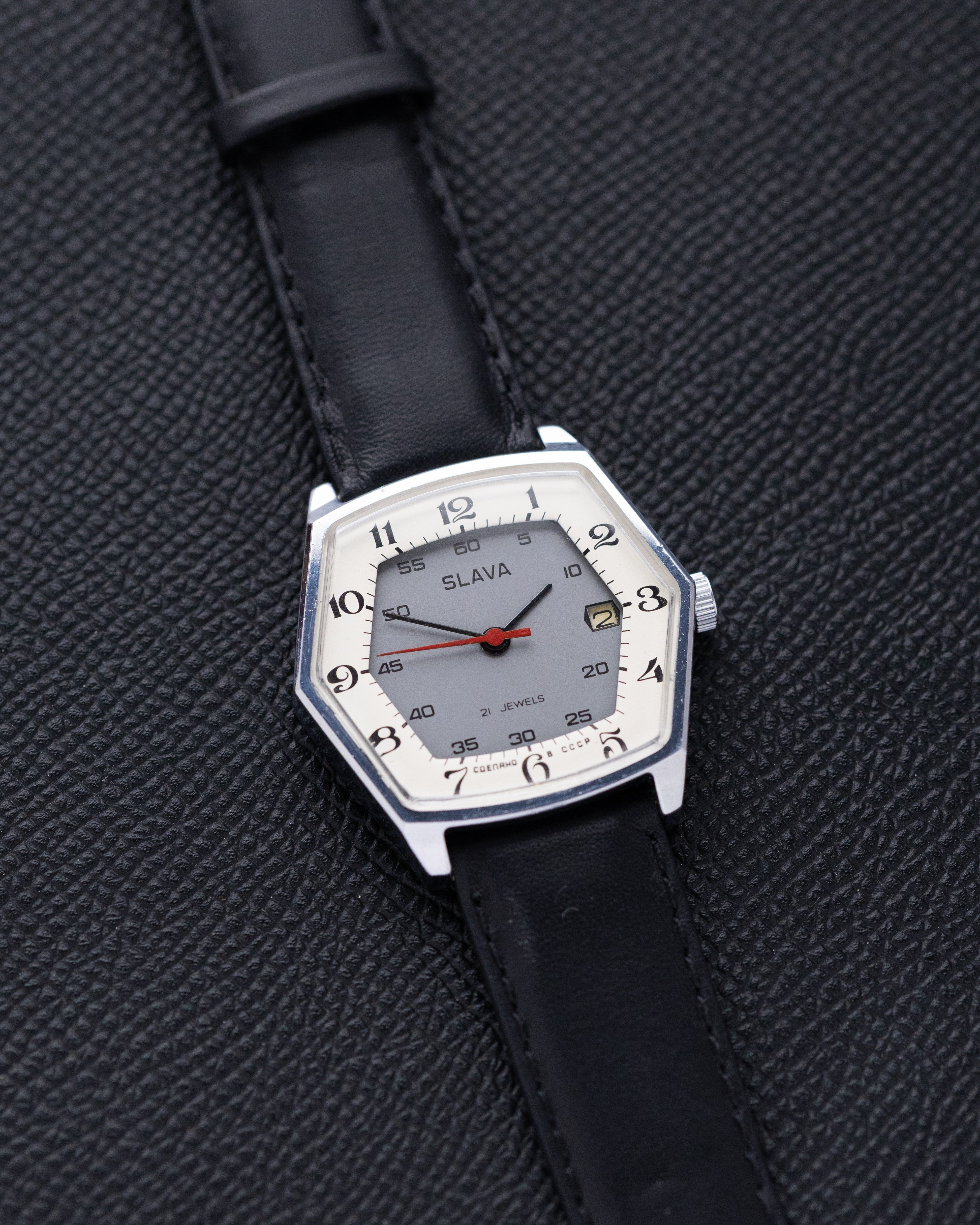 Vintage Slava Hexagon, Two - tone Dial, Date window, Rare Soviet Watch - DuMarko