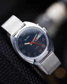 Vintage Slava Soviet Watch, Mechanical Cal. 2428 Blue Dial Day/Date from 1980s - DuMarko