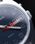 Vintage Slava Soviet Watch, Mechanical Cal. 2428 Blue Dial Day/Date from 1980s - DuMarko