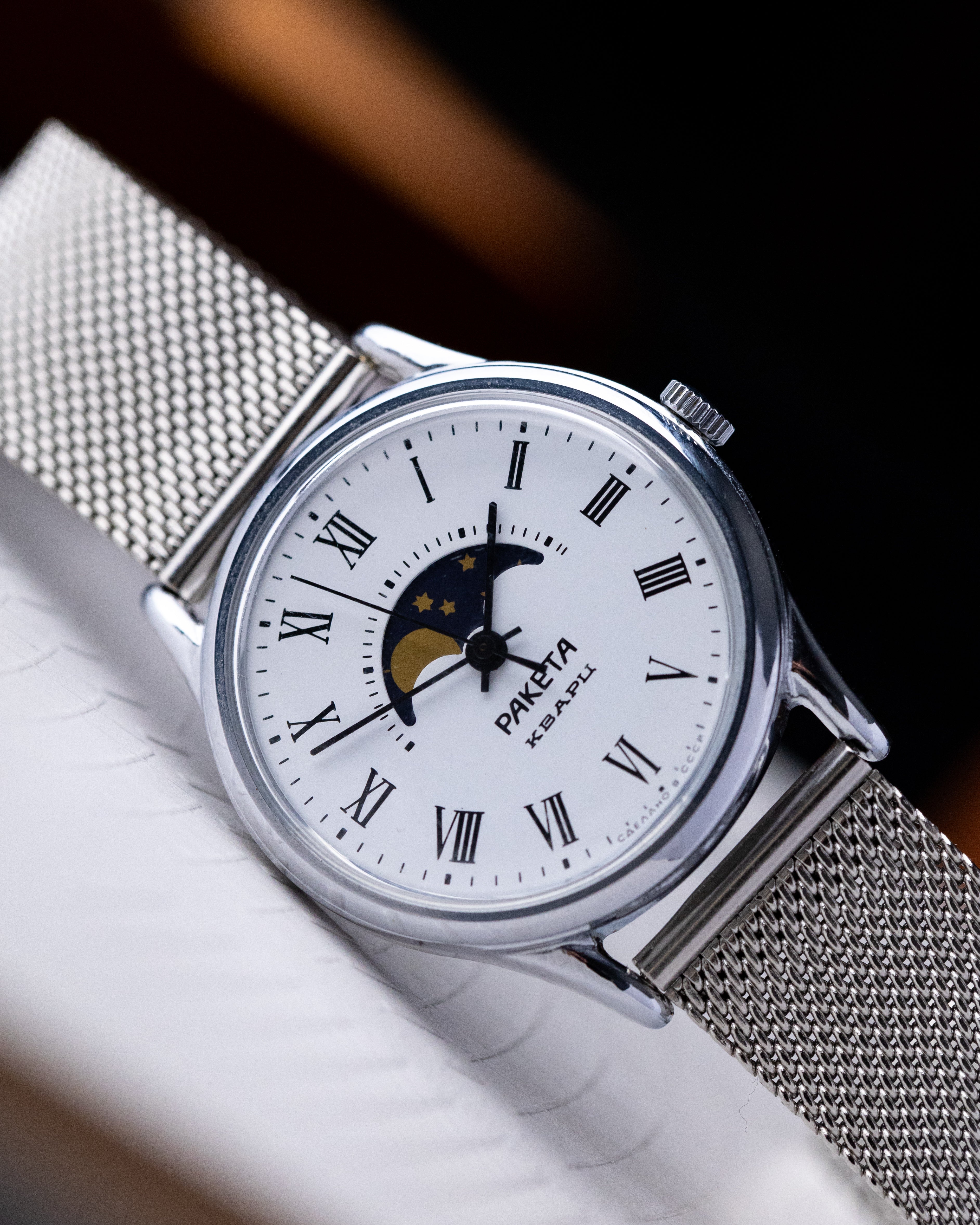 Vintage Soviet "Raketa" Moon Phases Watch, Rare Quartz USSR Original Moon Watch - DuMarko