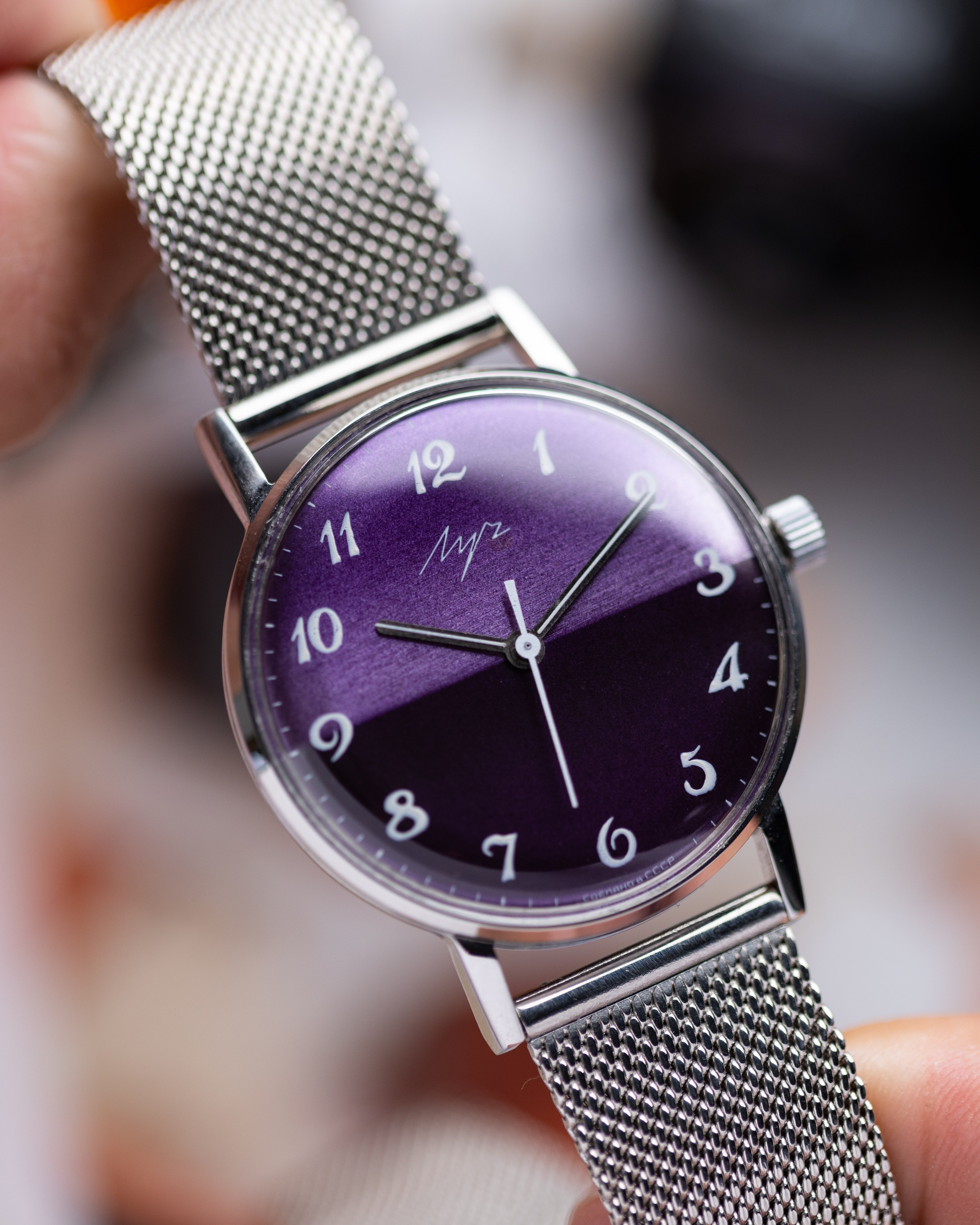 Vintage Soviet Watch "Luch" Unique purple dial, Extra slim - DuMarko