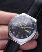 Vintage Soviet watch Raketa "Dolphin", Unique Textured Black Dial - DuMarko