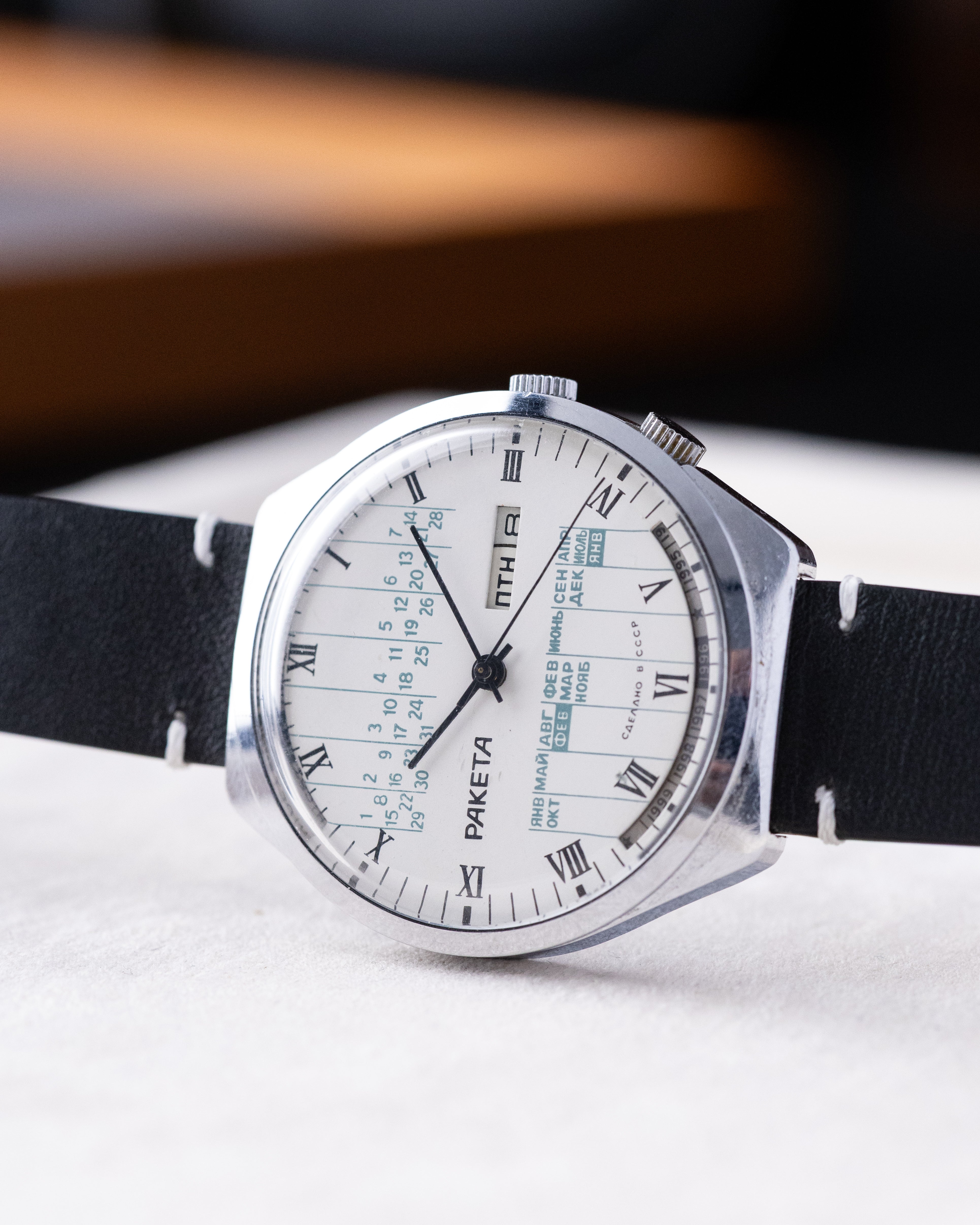 Vintage Soviet Watch Raketa Perpetual Calendar, Oversized case 40 mm - DuMarko