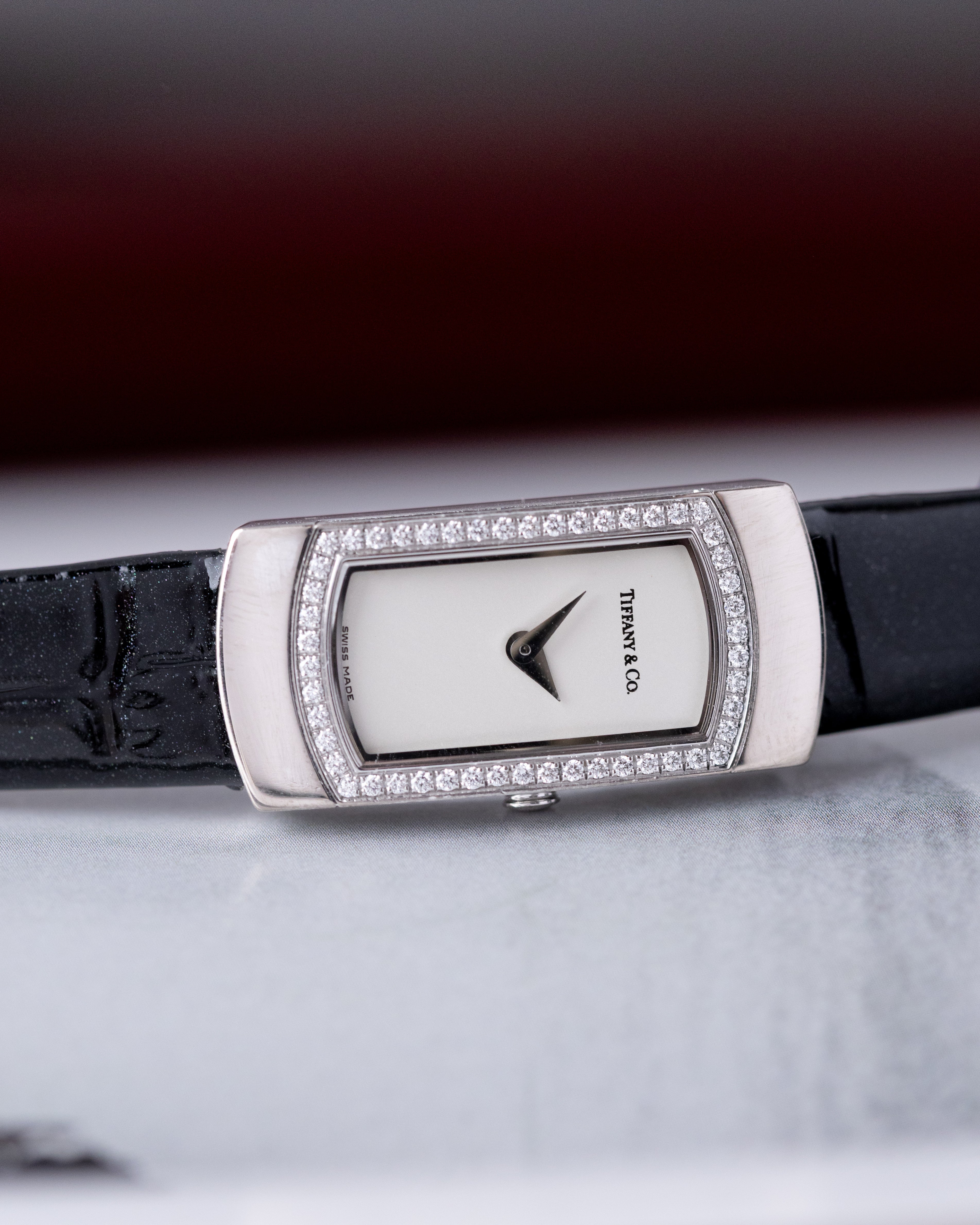 Vintage Tiffany & Co. Ref. 0607, 18K White Gold Case, Diamond Bezel, Swiss Quartz - DuMarko