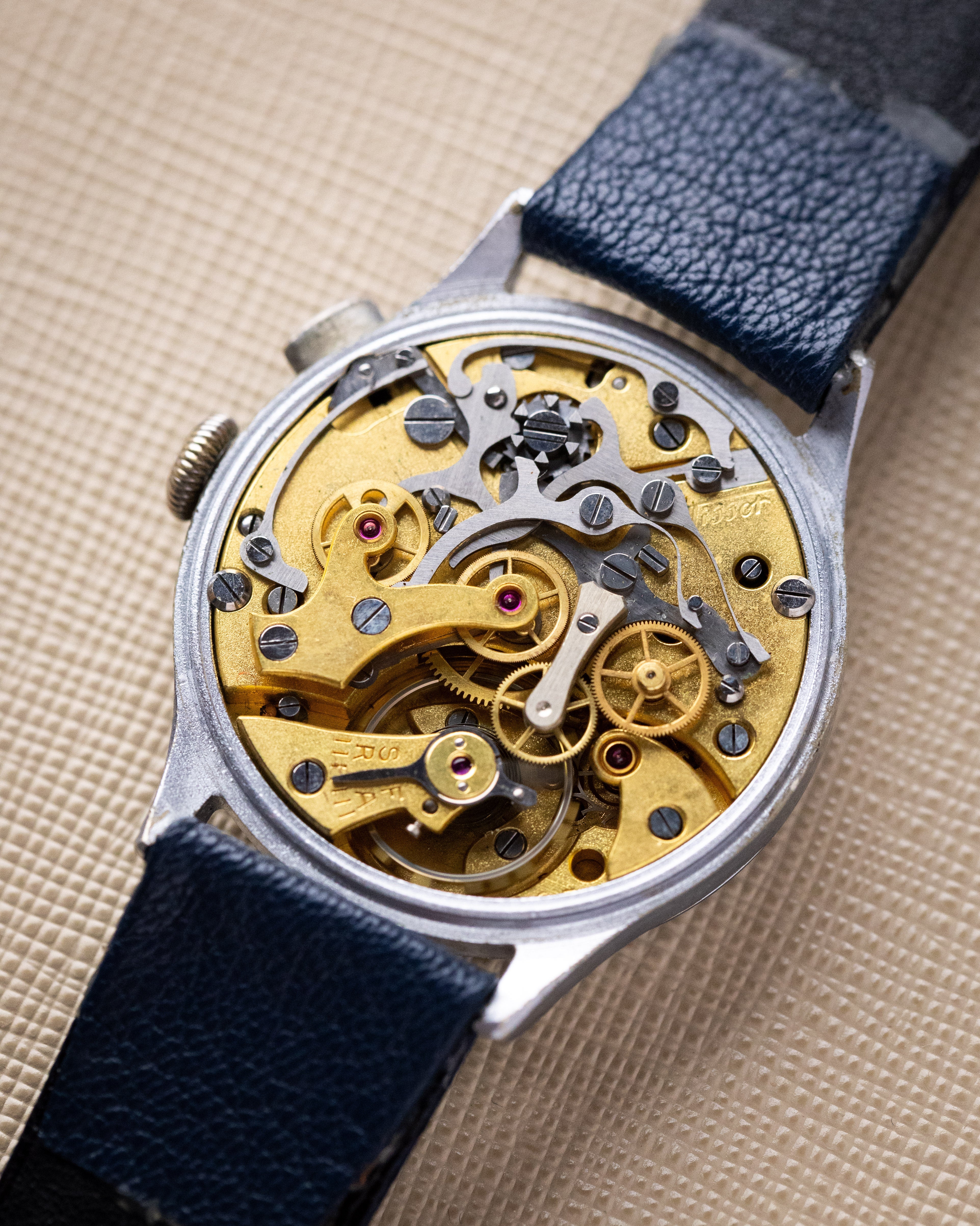 Vintage Tissot Monopusher Chronograph Cal. 15TL, Black Enamel Snail Dial, Telemeter Scale from 1930's - DuMarko