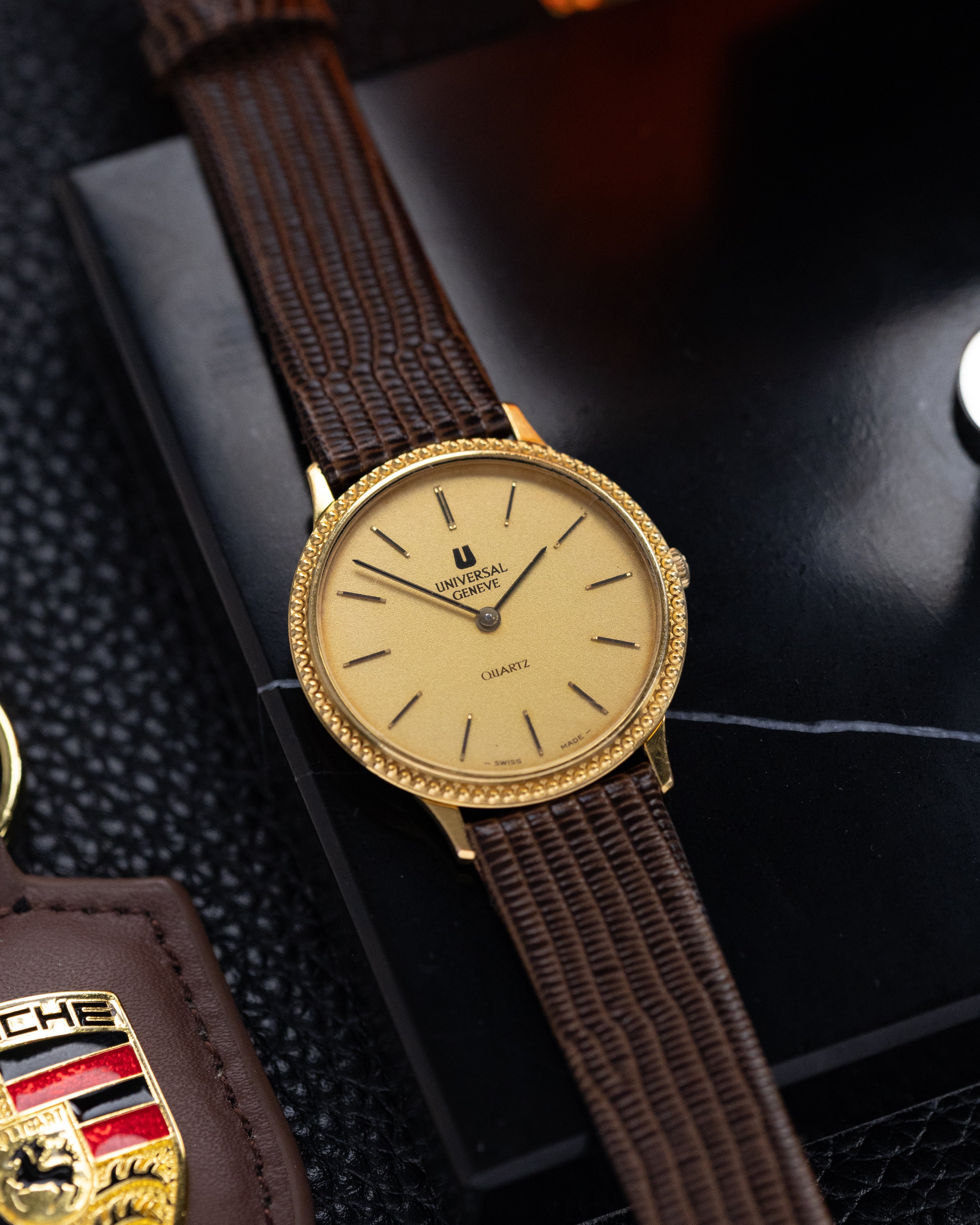 Vintage Universal Genève Dress Watch, Quartz, Extra Slim Gold - plated Case from 1980's - DuMarko