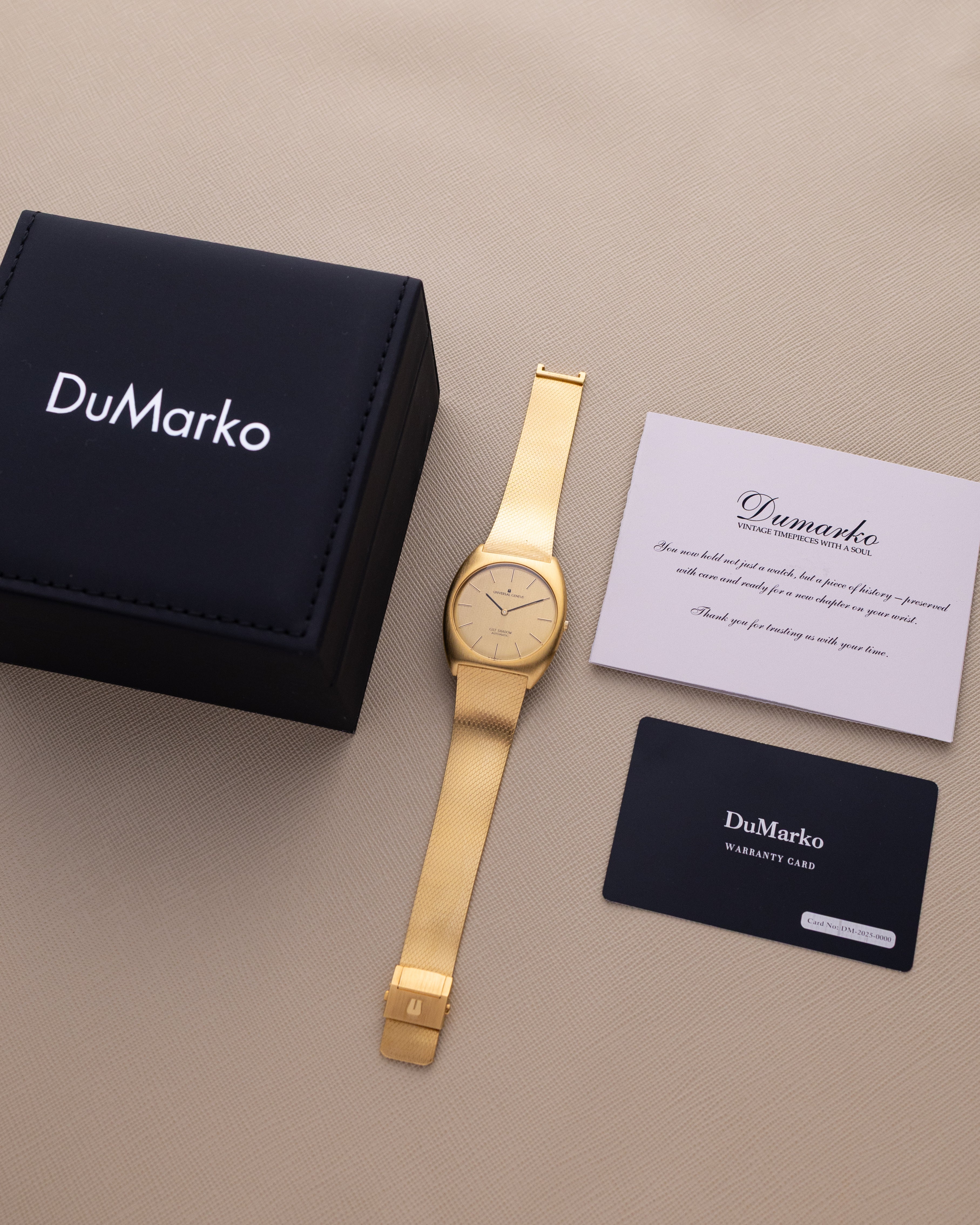 Vintage Universal Genève Gilt Shadow Automatic, Swiss Watch, Gold - plated C - Shape Case, Cal. 2 - 66 from 1970’s - DuMarko