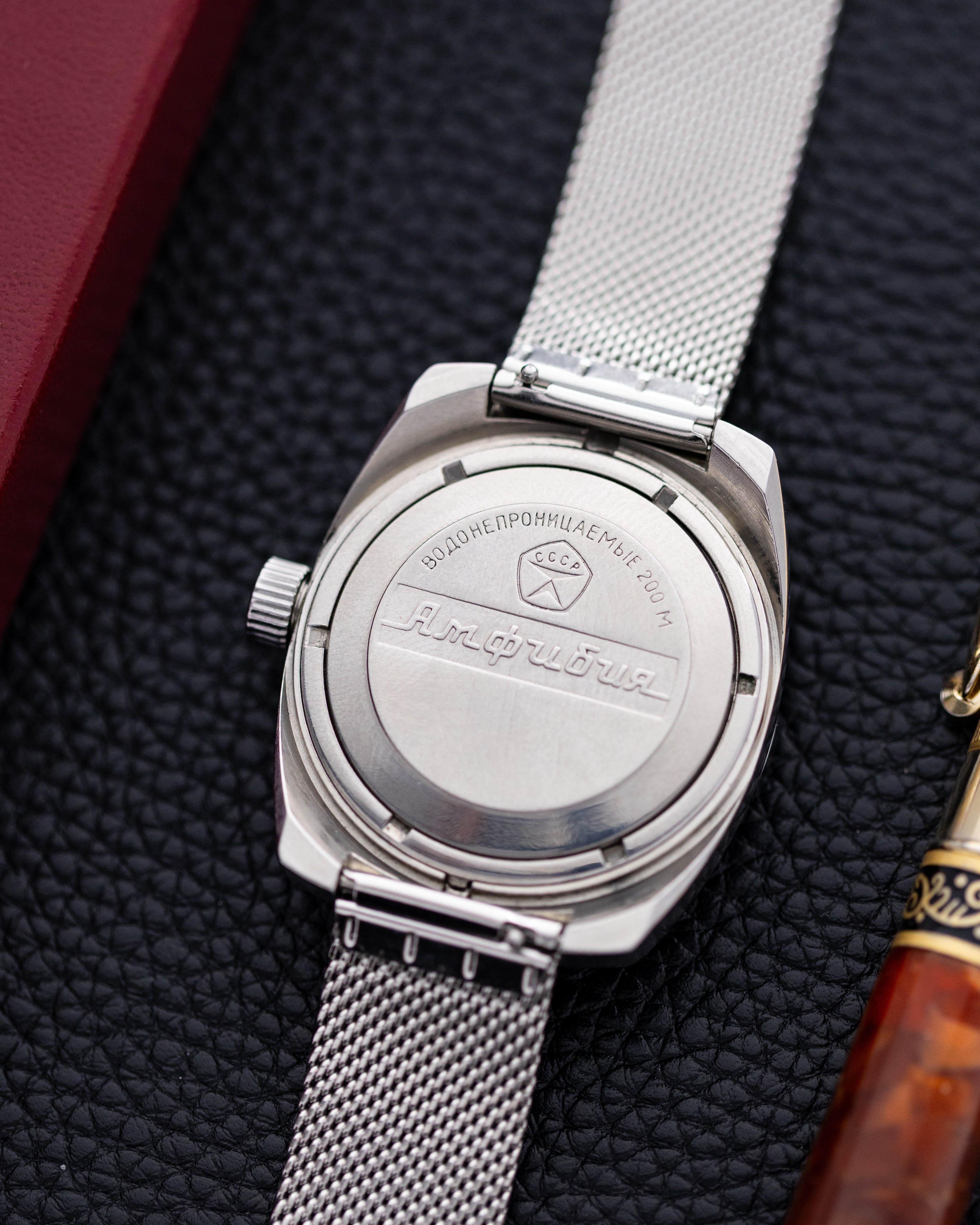 Vintage Vostok Amphibia Soviet Watch, Blue Dial, Barrel Shaped Case - DuMarko