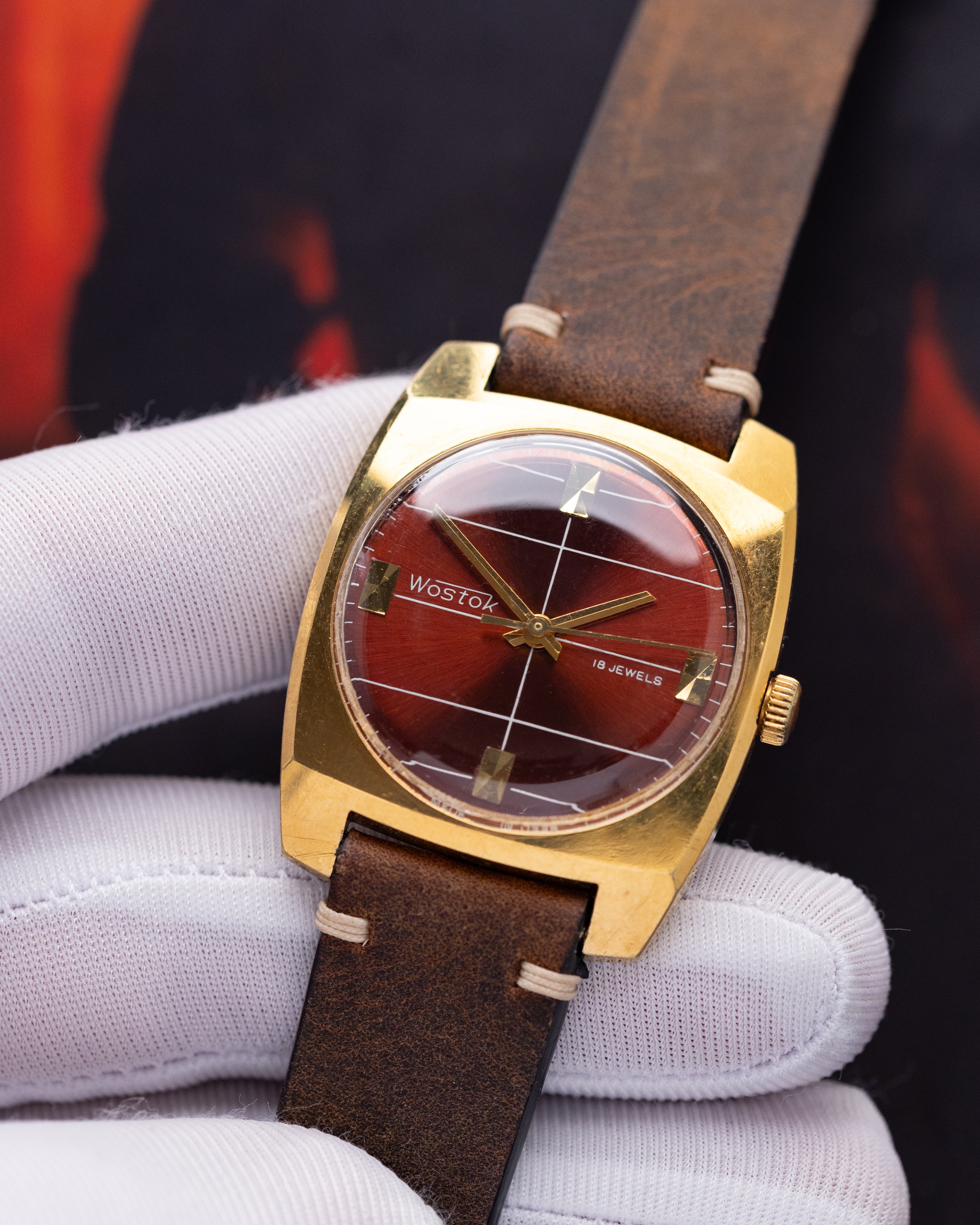 Vintage Vostok Burgundy Dial, Soviet Mechanical Watch - DuMarko