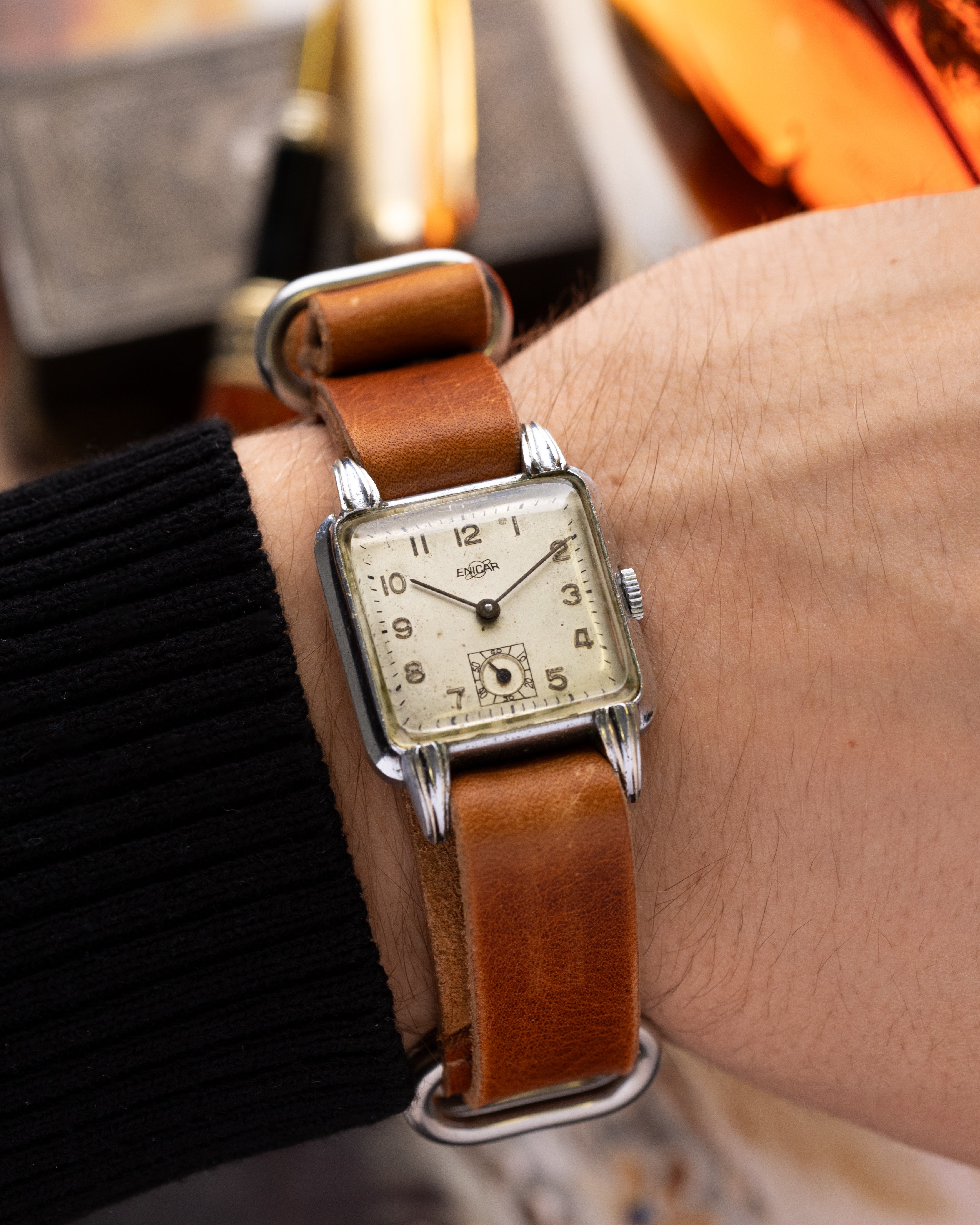 ENICAR スイス製 ヴィンテージ手巻き腕時計SWISS MADE Vintage Watch Enicar, Square Tank, Beautiful Patina, Swiss Made