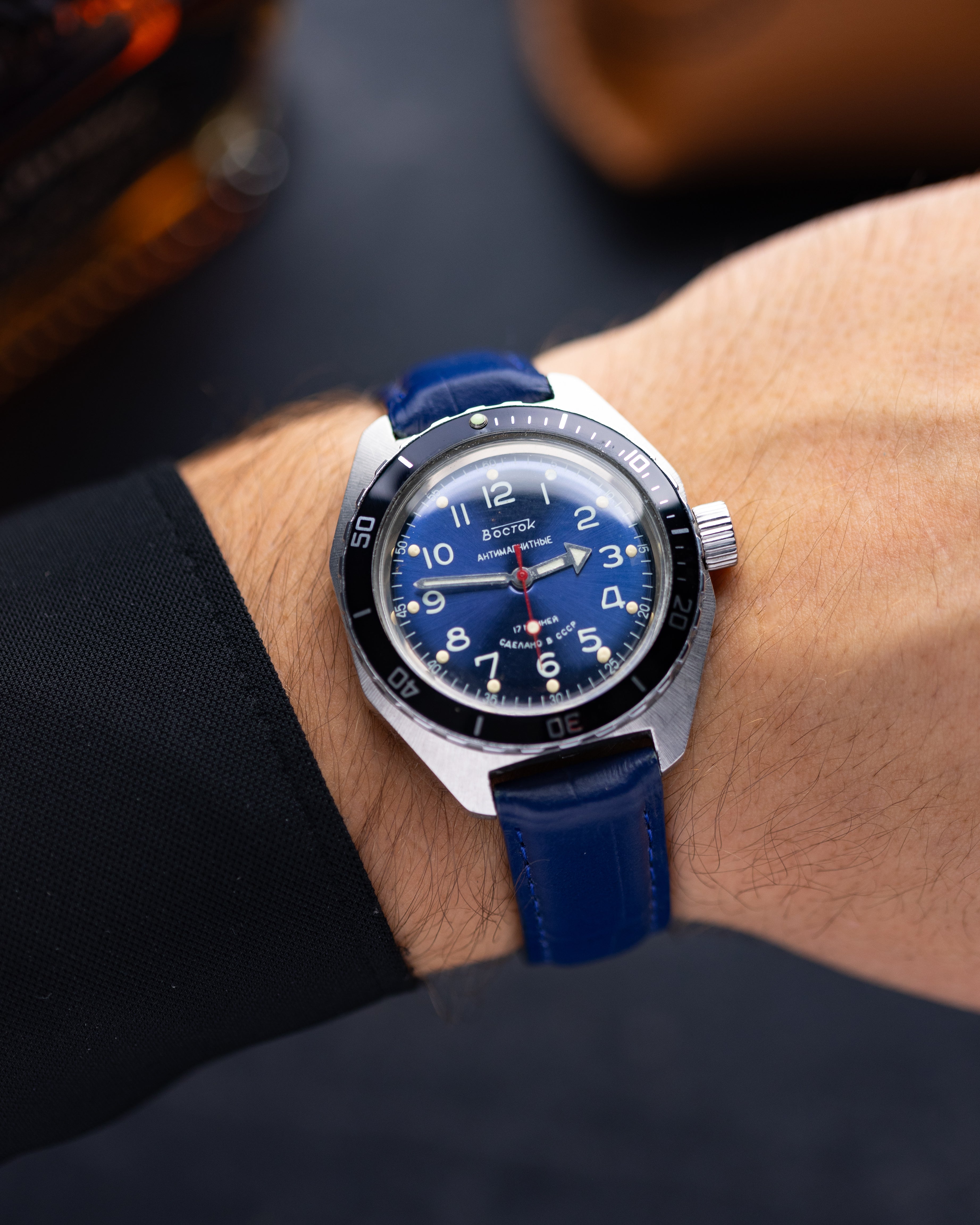 Vostok Amphibia, Rare Blue Navy Dial, Vintage Soviet watch - DuMarko