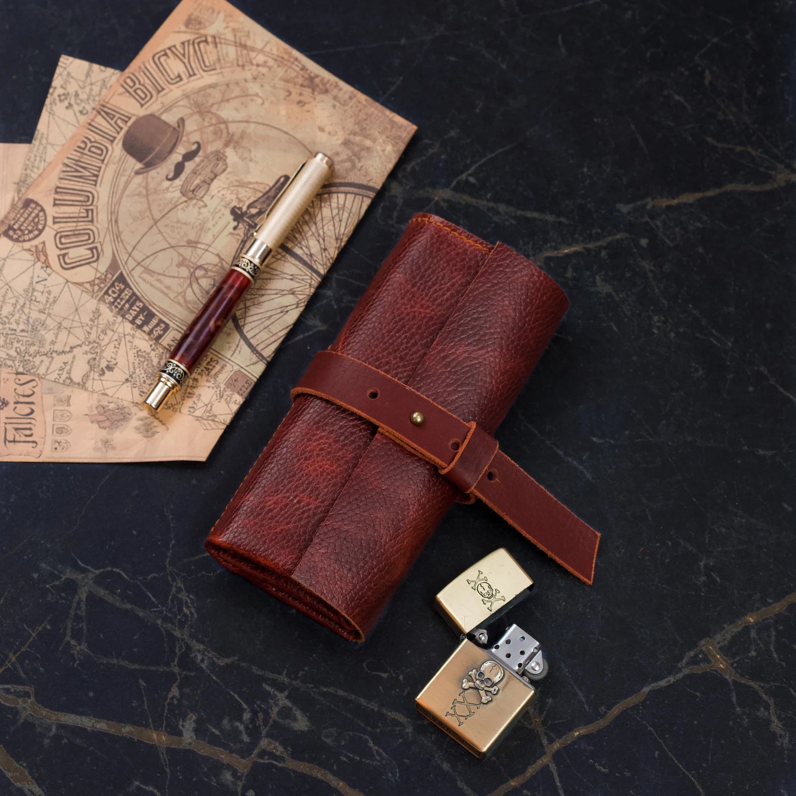 Luxury Vintage Watch Roll Travel Case Genuine Leather Handmade