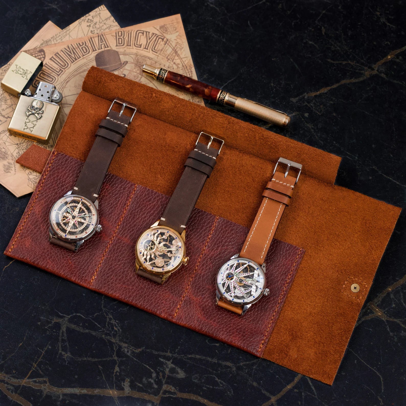 Luxury Watch Roll Case Display Watch Box Genuine Leather Travel Wristwatch  Jewelry Storage Pouch Organizer Gift Free Engraving