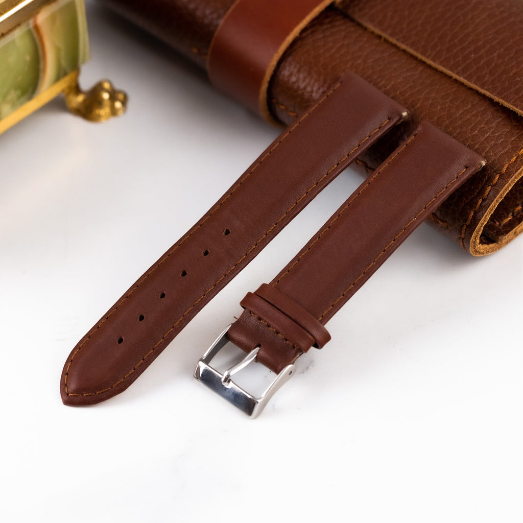 Classic Brown Leather Watch Strap, Thin Watch Strap - VintageDuMarko