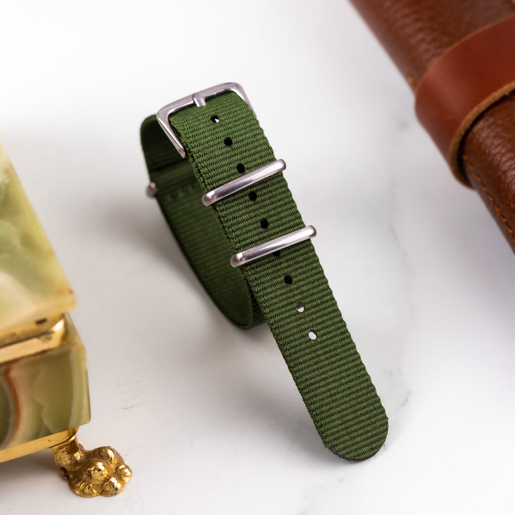 Green Khaki Watch Strap - NATO Style Watch Strap for 18 mm Watches - VintageDuMarko