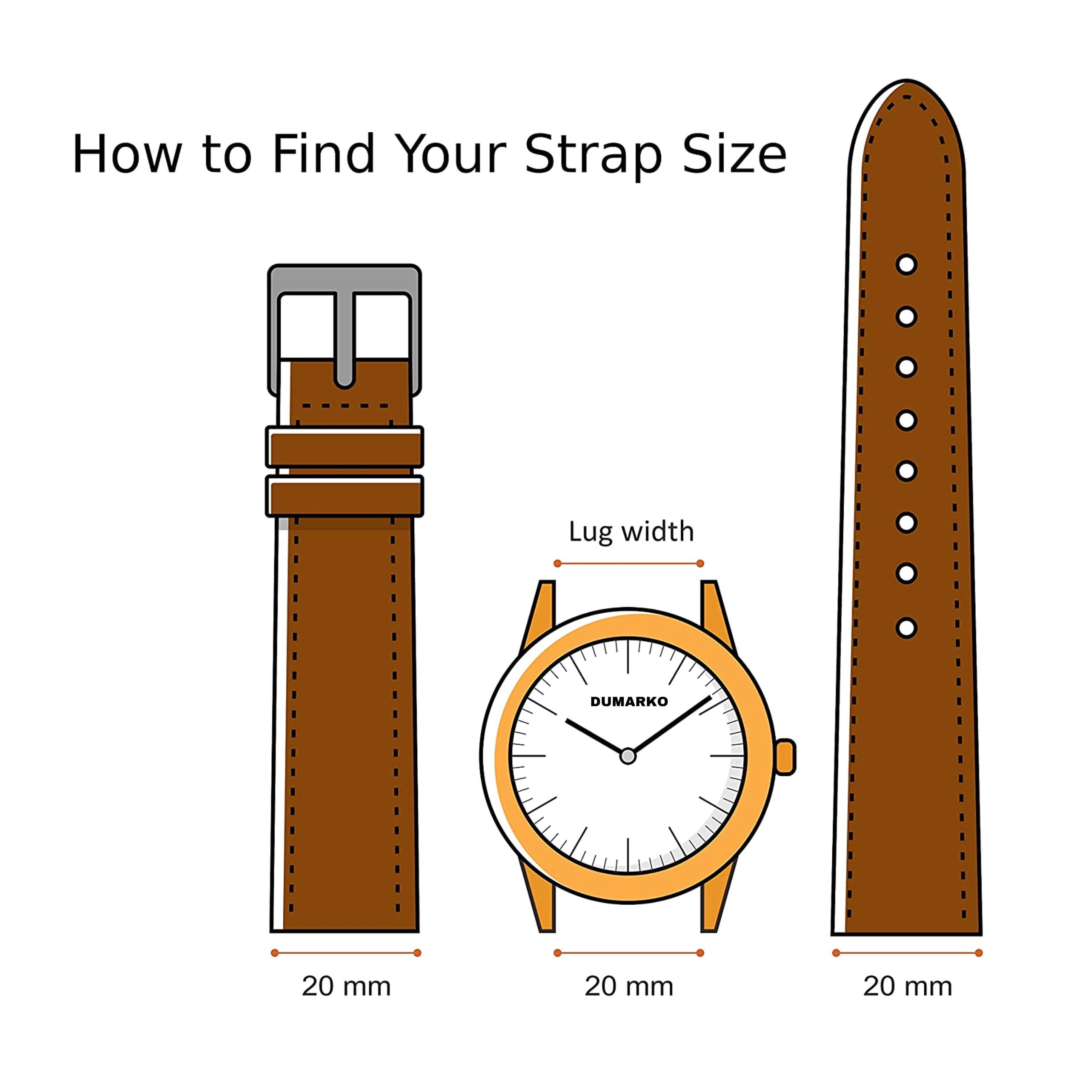 Handmade Black Leather Strap for Vintage Watch, Sttap with White Thread - VintageDuMarko