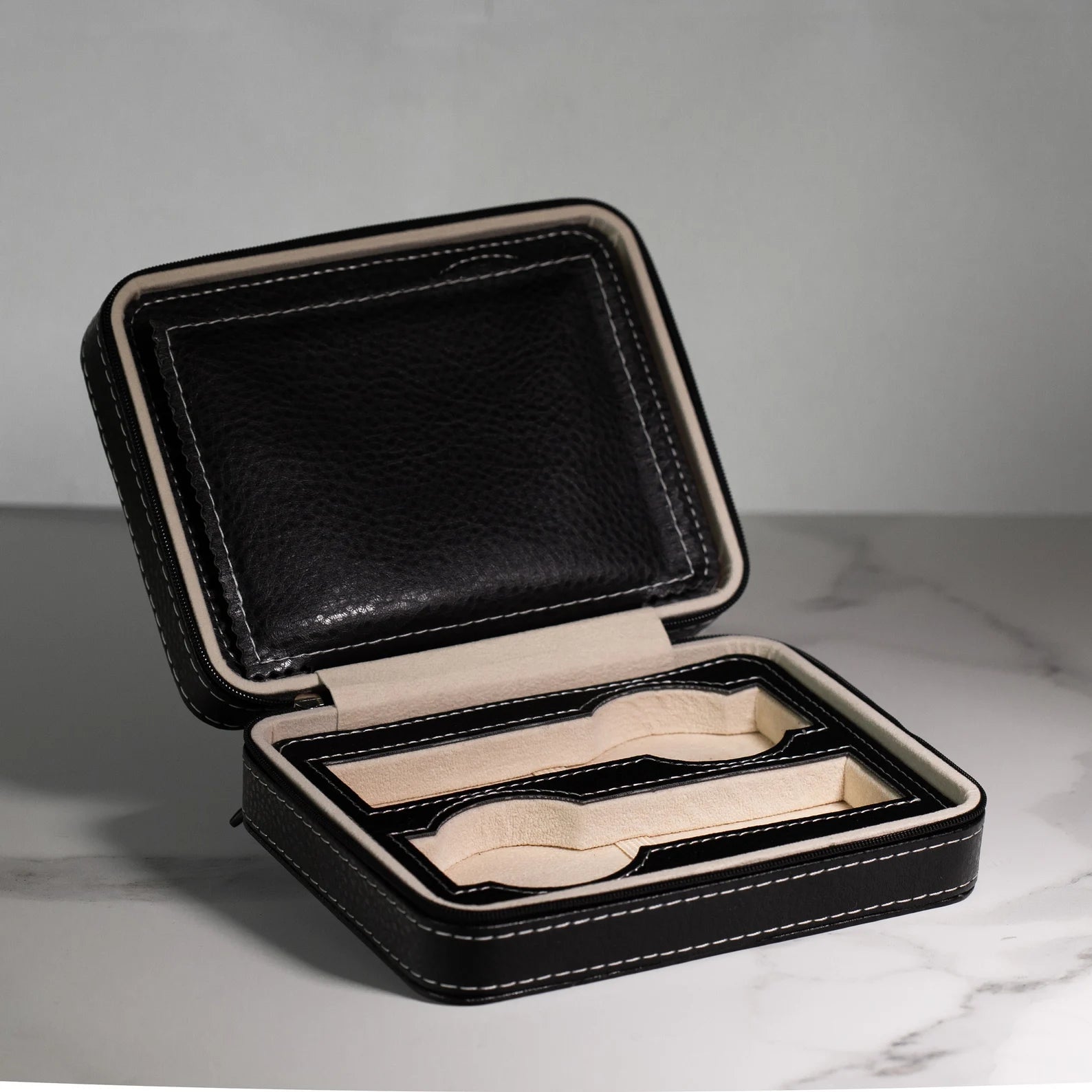 Luxury 4 Slots Watch Roll Travel Box Genuine Leather Watch Display Case  Storage