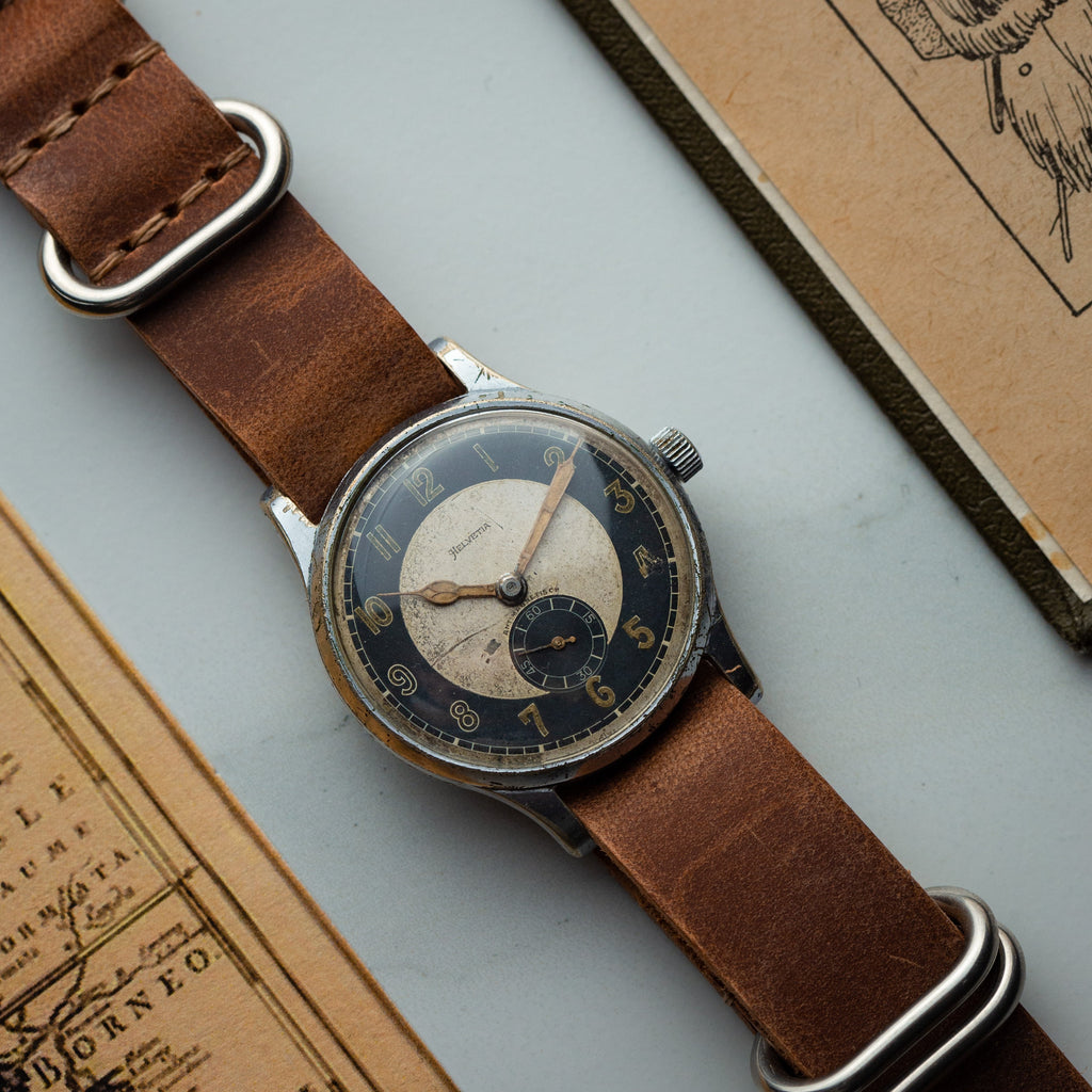Rare Pilot Helvetia watch, Military watch WW2, Swiss made - VintageDuMarko