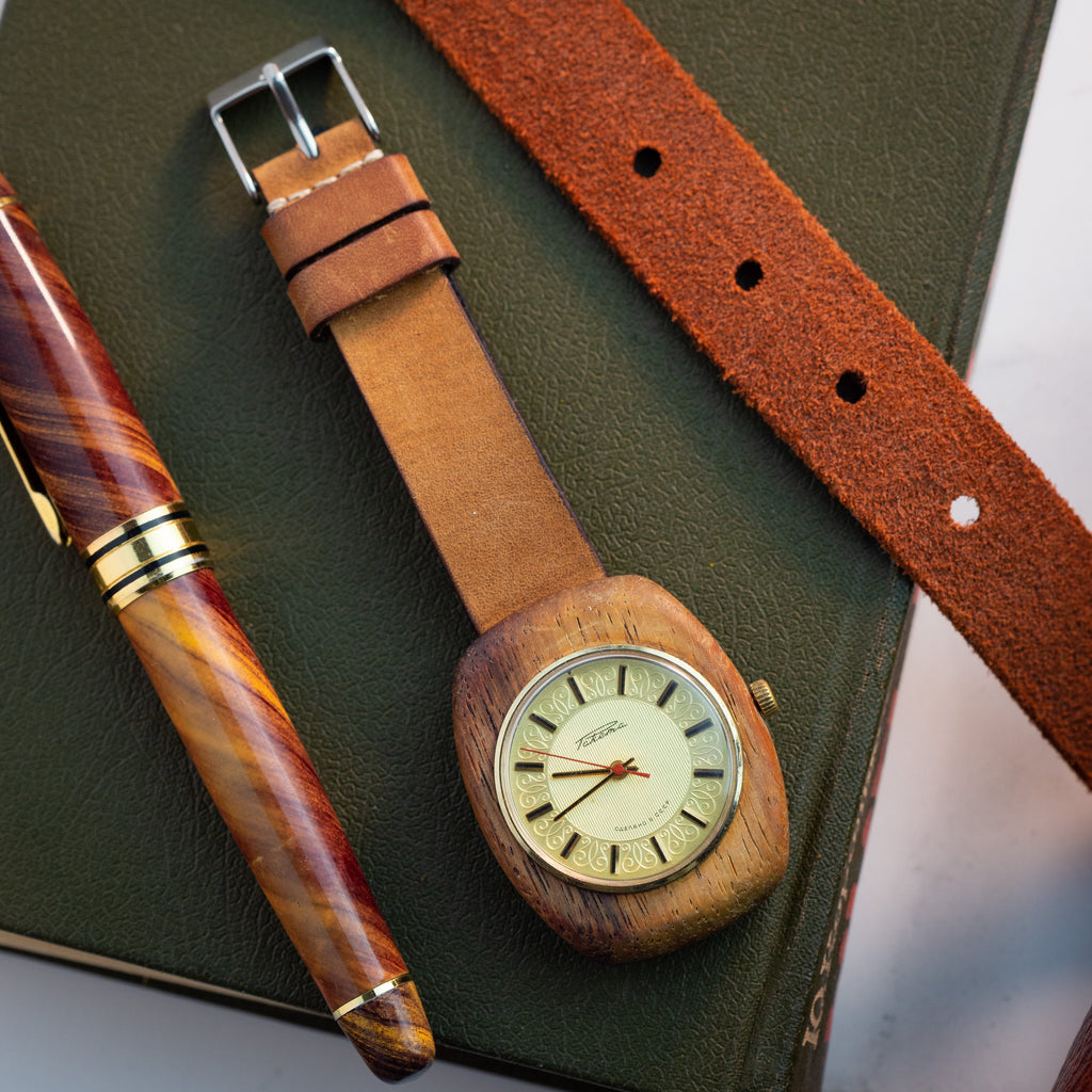 Rare Vintage Men's Watch "Raketa Wooden", Mechanical Soviet Watch, Russian Watch - VintageDuMarko