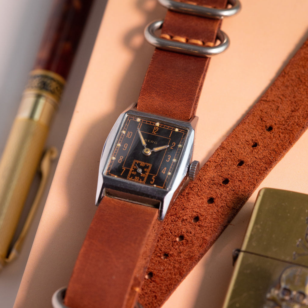 Rare Vintage Watch "Berg" from 1930's, Swiss Military Watch, Rectangular-Shaped Watch - VintageDuMarko