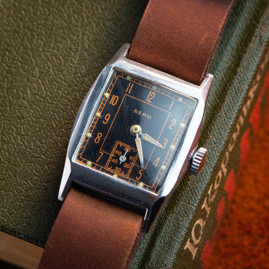 Rare Vintage Watch "Berg" from 1930's, Swiss Military Watch, Rectangular-Shaped Watch - VintageDuMarko