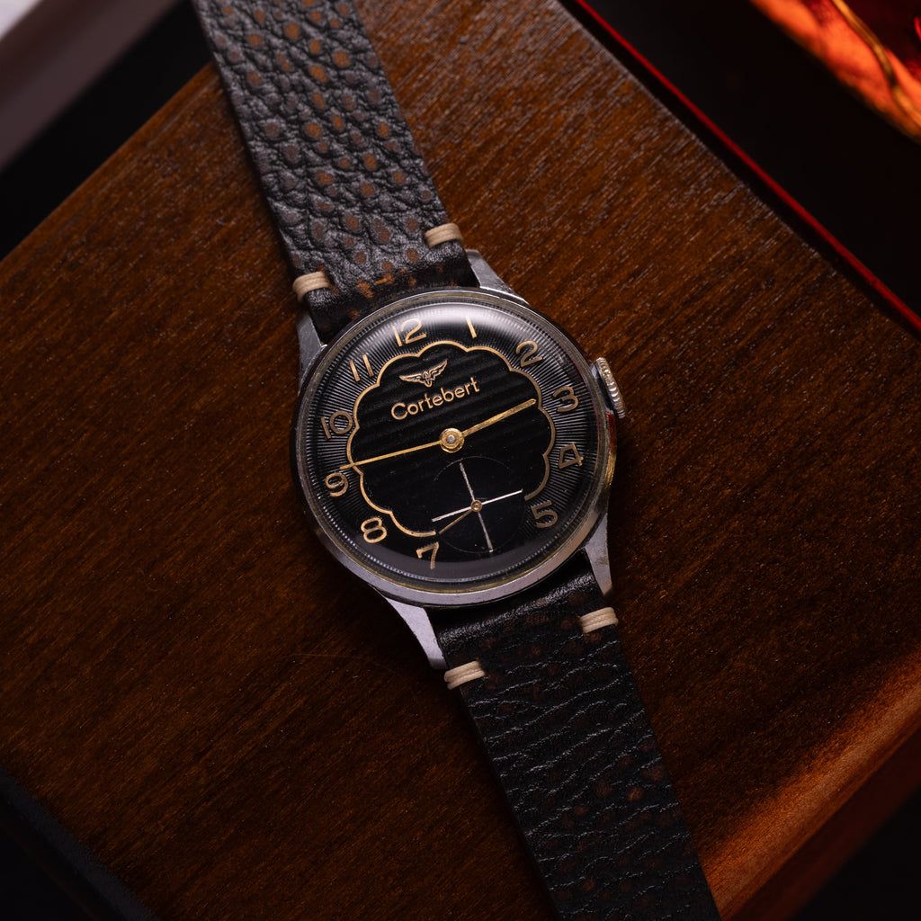 Rare watch Cortebert black dial from 1950s, Vintage Swiss Watch - VintageDuMarko