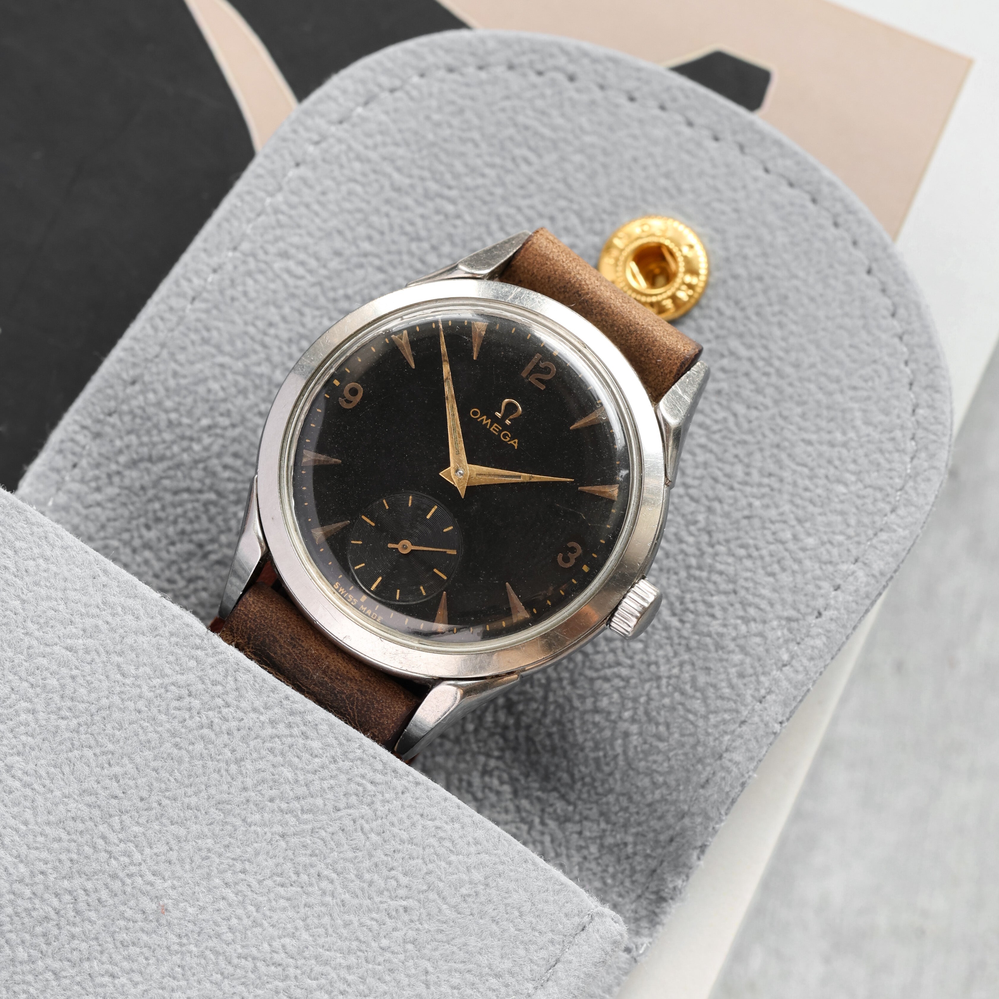 Rare Watch Omega with Black Dial from 1950s - Rare Swiss Watch for Collection - VintageDuMarko