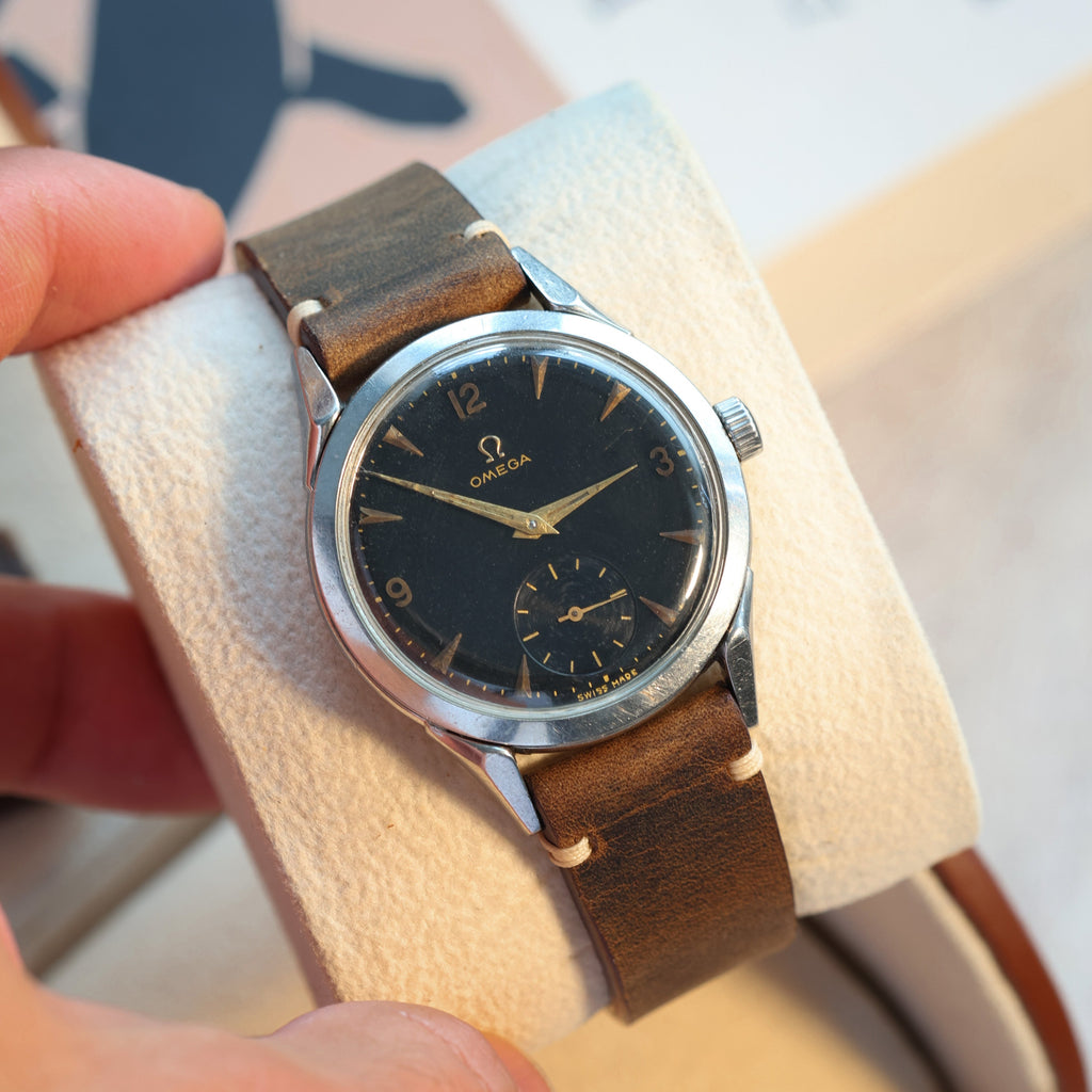 Rare Watch Omega with Black Dial from 1950s - Rare Swiss Watch for Collection - VintageDuMarko
