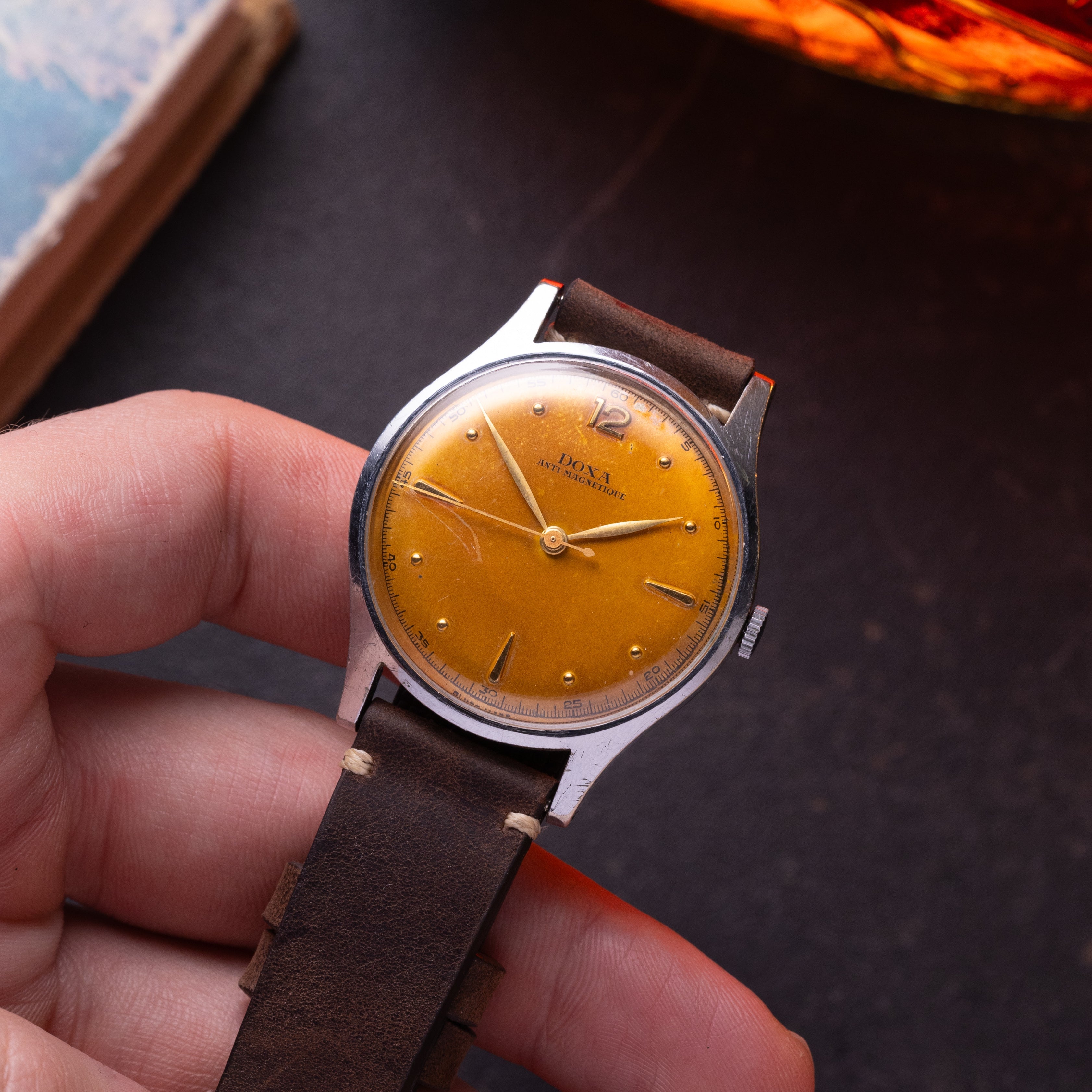 Vintage "Doxa" Calatrava Watch, Salmon Dial - VintageDuMarko