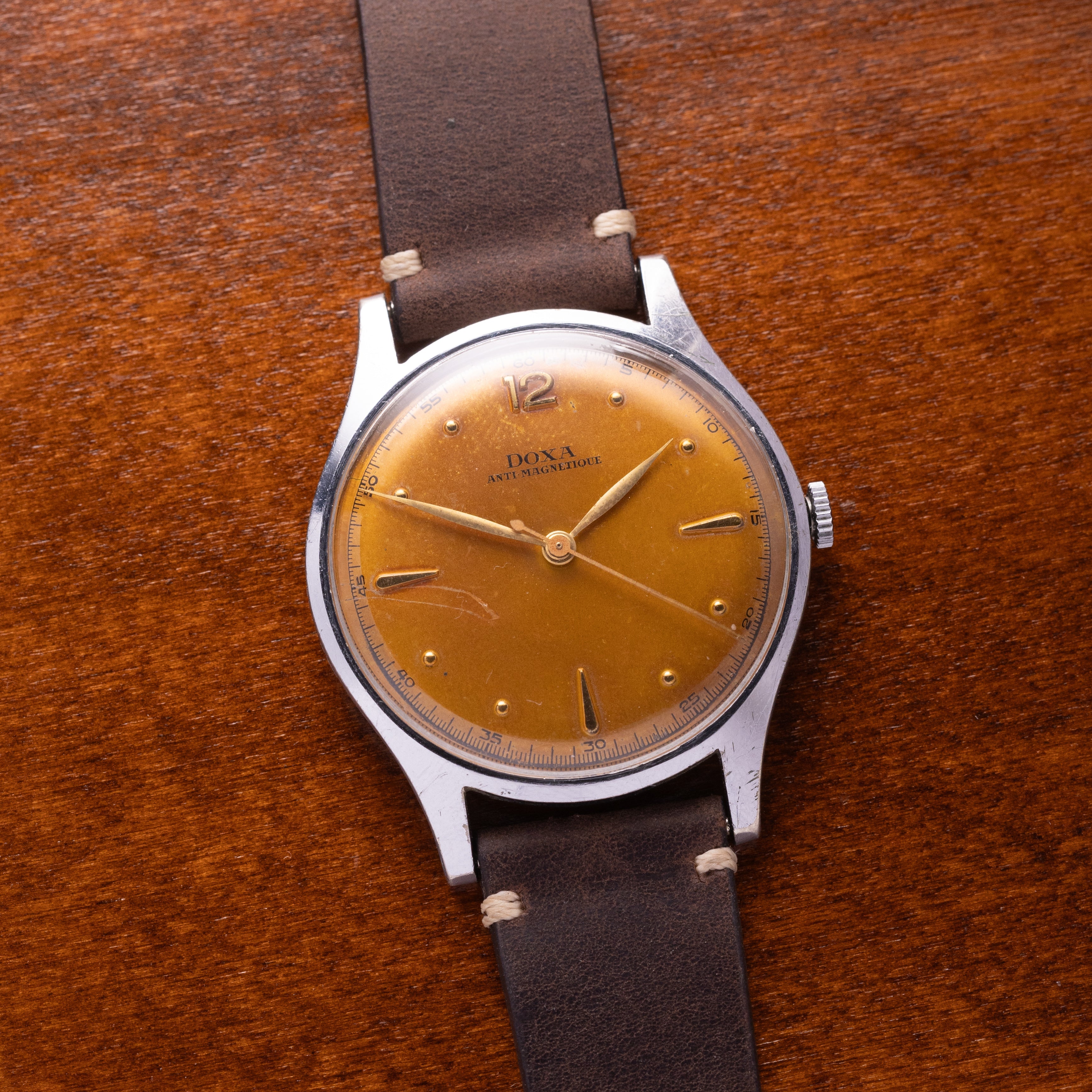 Vintage "Doxa" Calatrava Watch, Salmon Dial - VintageDuMarko