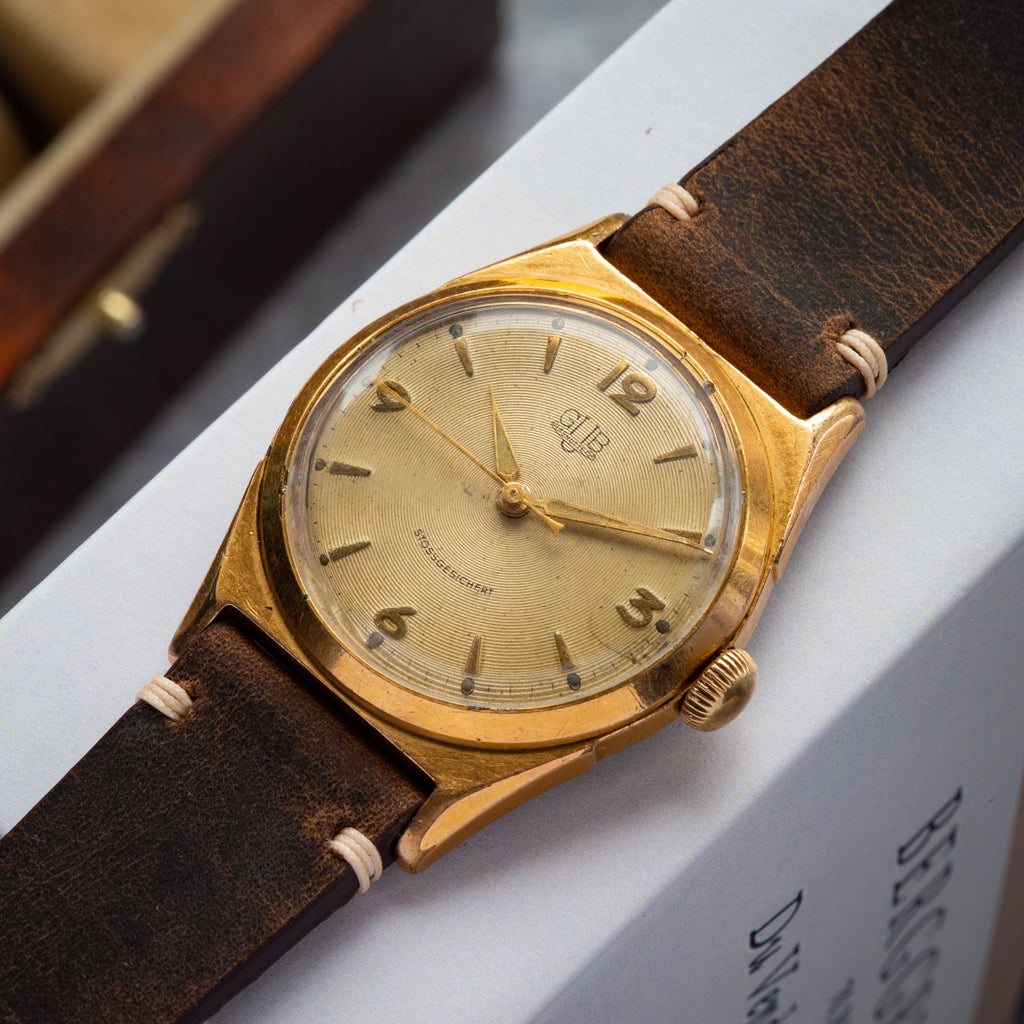 Vintage German "GUB Glashutte" Gold Plated Watch - VintageDuMarko