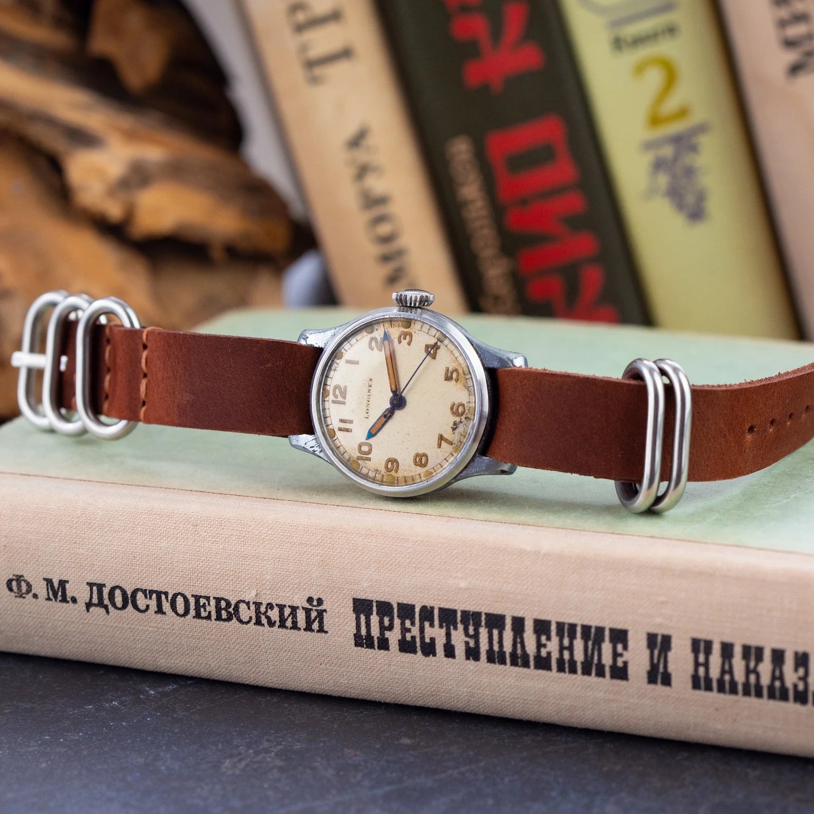 Vintage "Longines" Watch, Military Swiss watch for Men with Patina Dial - VintageDuMarko