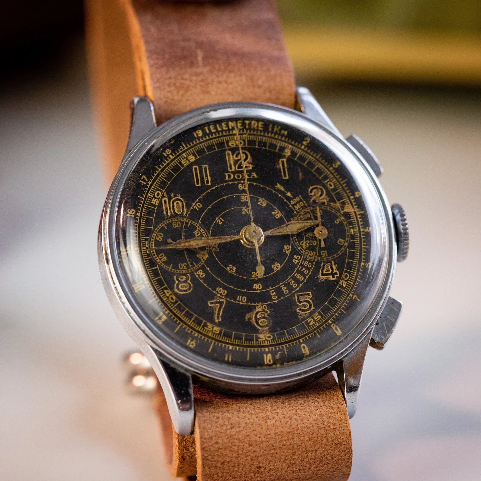 Vintage Military Chronograph "Doxa Aviator" Watch, Valjoux Cal.22 Movement - VintageDuMarko