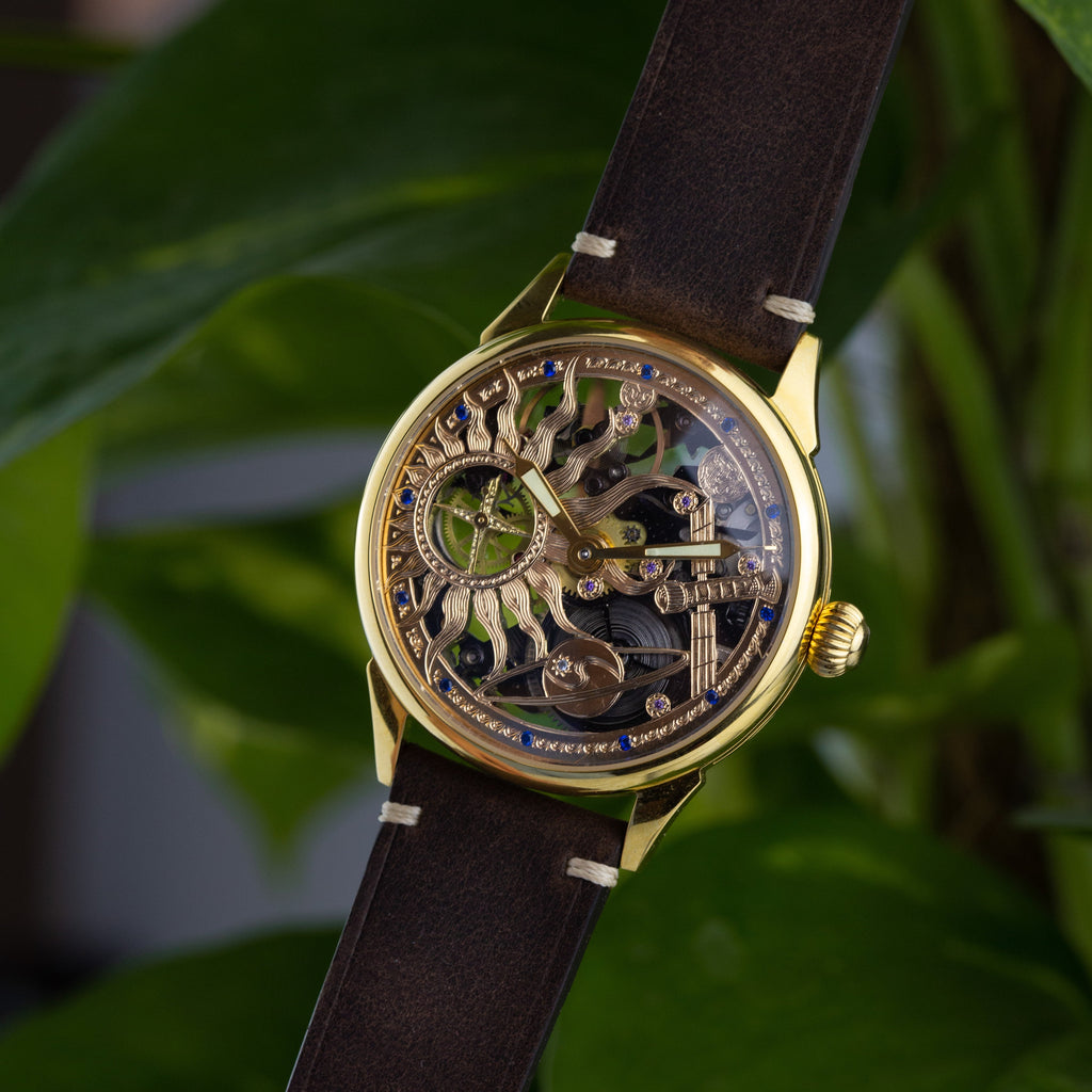 Vintage "Molnija Space" Watch, Skeleton Watch, Rare Сustom Carved Watch, Soviet Men's Watch - VintageDuMarko