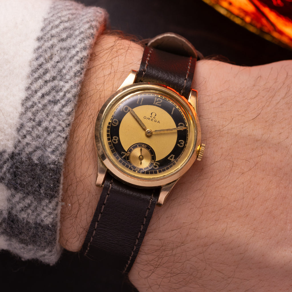 Vintage "Omega" watch, Patina Two-tone dial from 1939 - VintageDuMarko