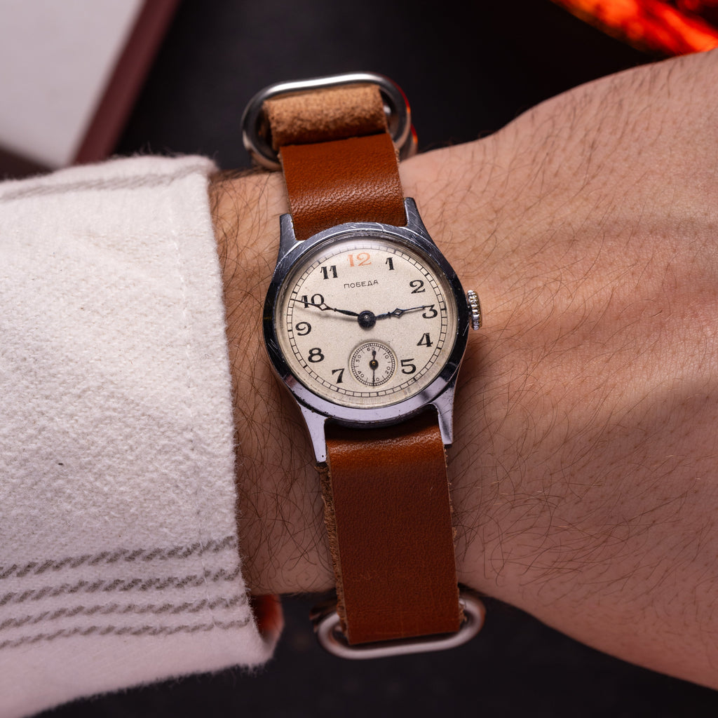 Vintage Soviet "Pobeda" Men's Mechanical Wrist Watch, Rare USSR Watch - VintageDuMarko