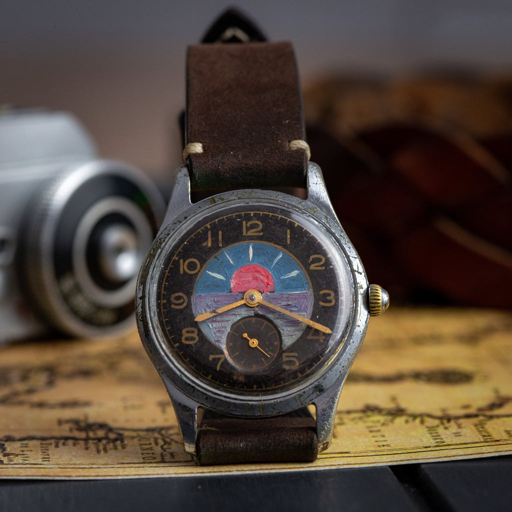 Vintage Soviet Watch «Pobeda 1950's» with Painted Dial - Men's Watch from USSR - VintageDuMarko