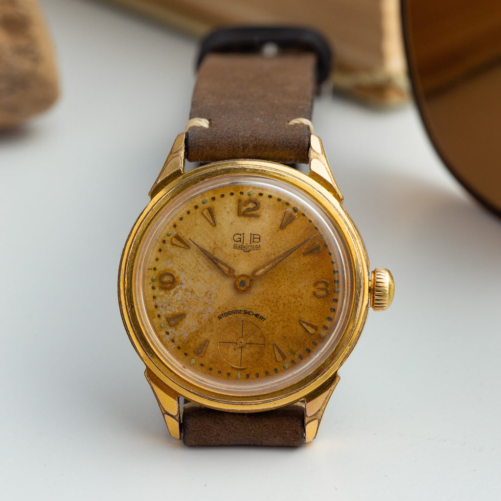 Vintage Watch "GUB Glashutte", German Men's Antique Gold Plated Watch - VintageDuMarko