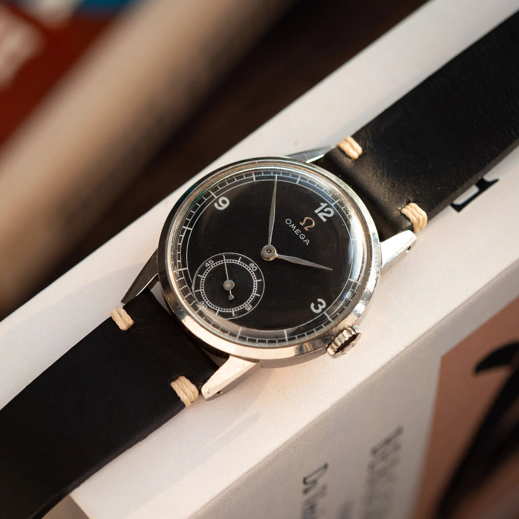 Vintage Watch "Omega" with Black Dial, Rare Swiss Watch - VintageDuMarko