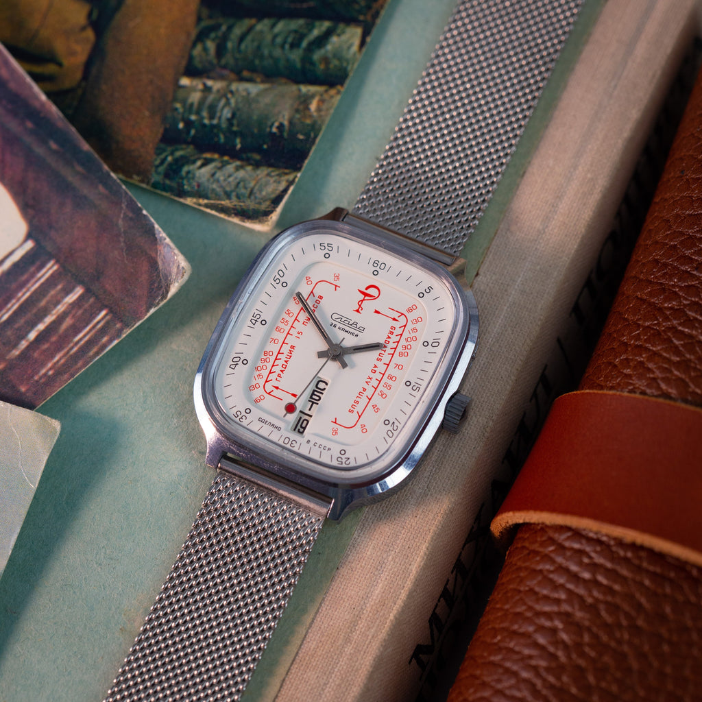Vintage Watch "Slava Medical", Rare Soviet Watch With Pulsometer Scale - VintageDuMarko