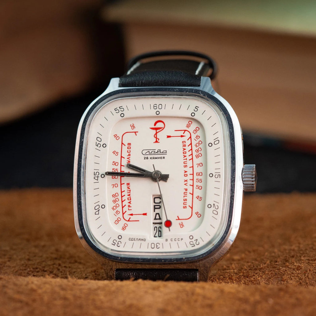 Vintage Watch "Slava Medical", Rare Soviet Watch With Pulsometer Scale - VintageDuMarko