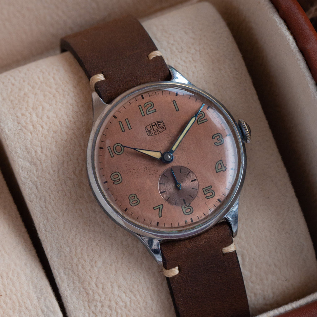 Vintage Watch "UMF Ruhla", German Watch with Chocolate Dial - VintageDuMarko