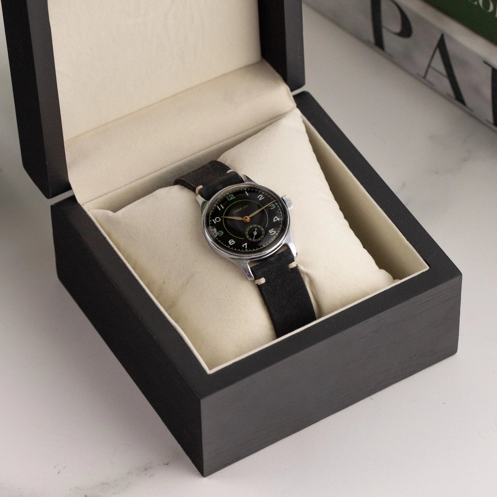 Wooden Black Watch Box for One Watch - VintageDuMarko